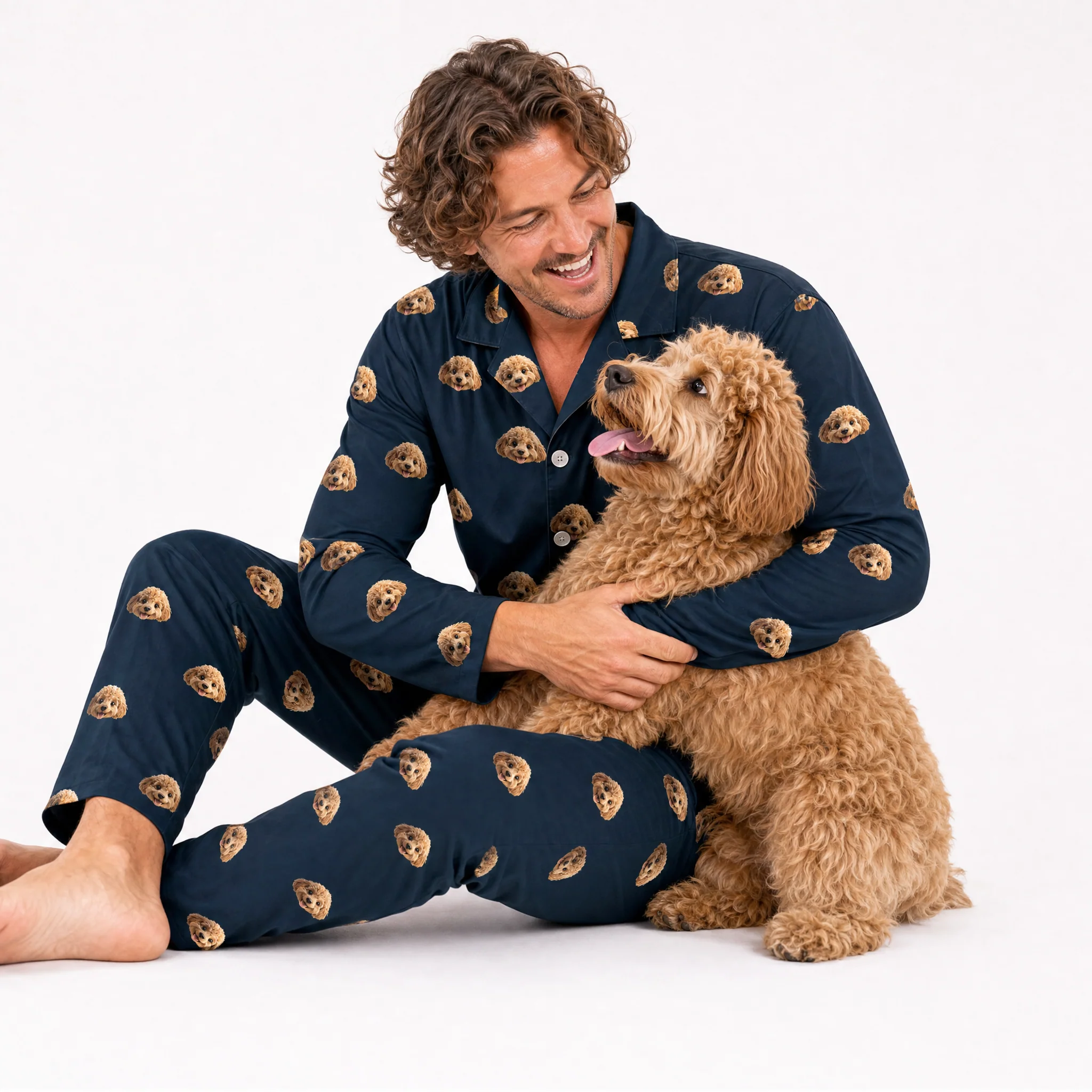 Adult Custom Cartoon Pet Face Pajamas - Black - Image 3