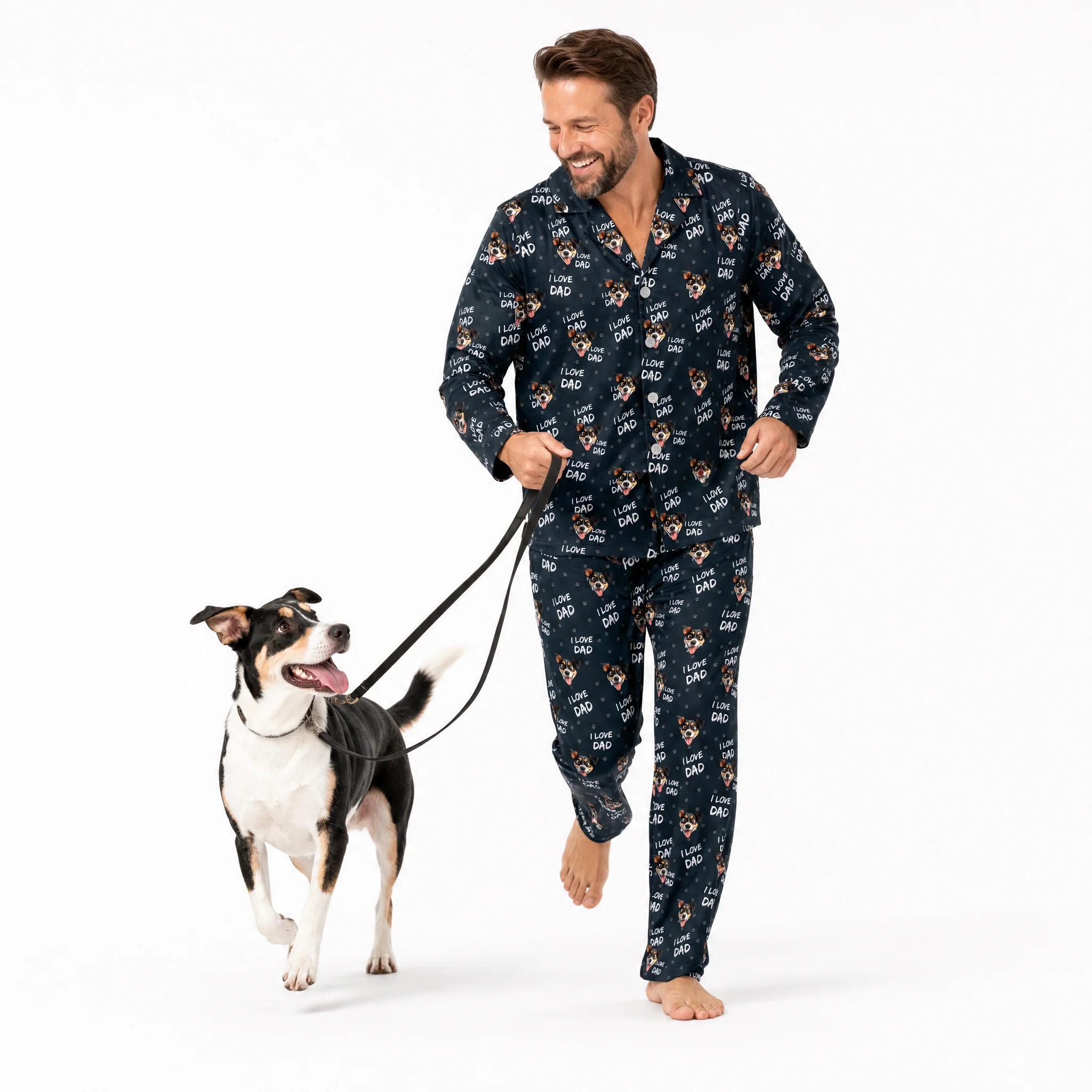 Adult Custom Cartoon Pet Face Pajamas - I Love Dad - Image 3