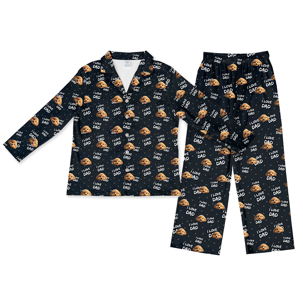 Adult Custom Cartoon Pet Face Pajamas - I Love Dad - Image 4