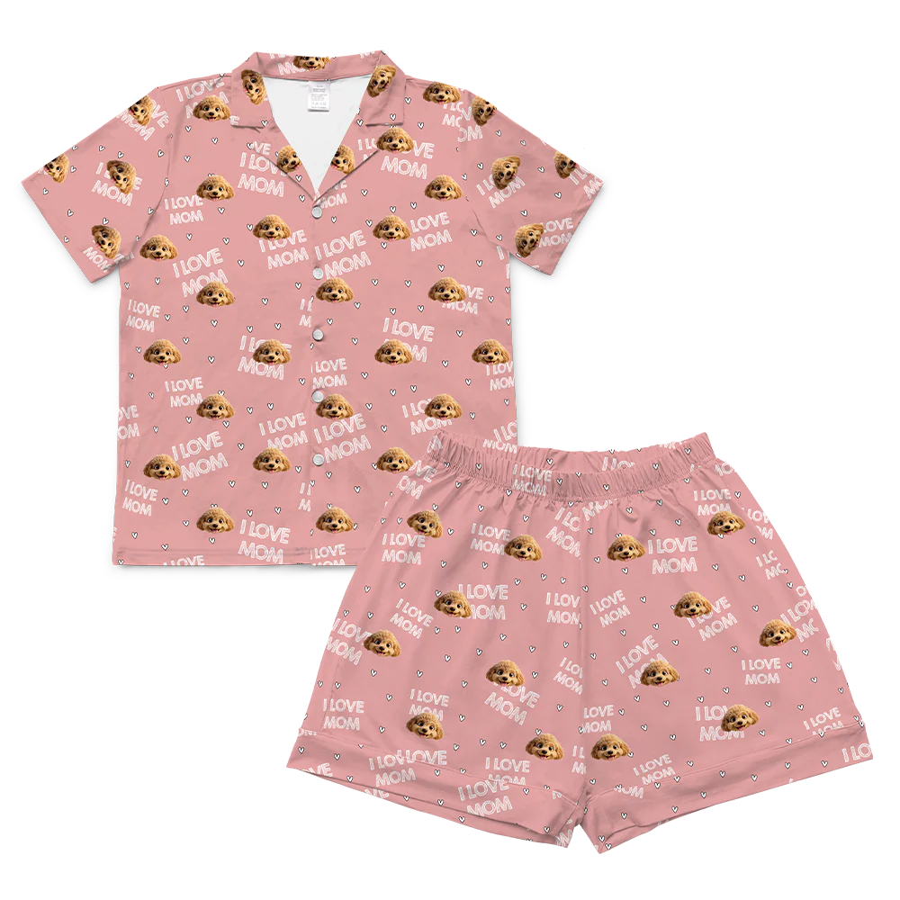 Adult Custom Cartoon Pet Face Pajamas - I Love Mom - Image 5