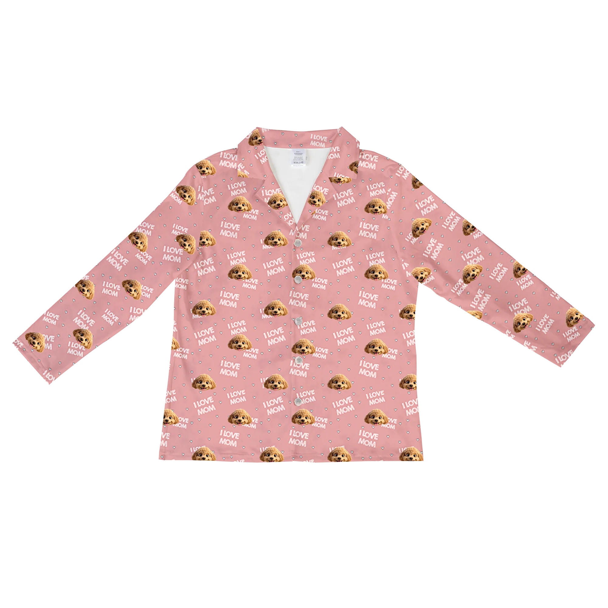 Adult Custom Cartoon Pet Face Pajamas - I Love Mom - Image 7