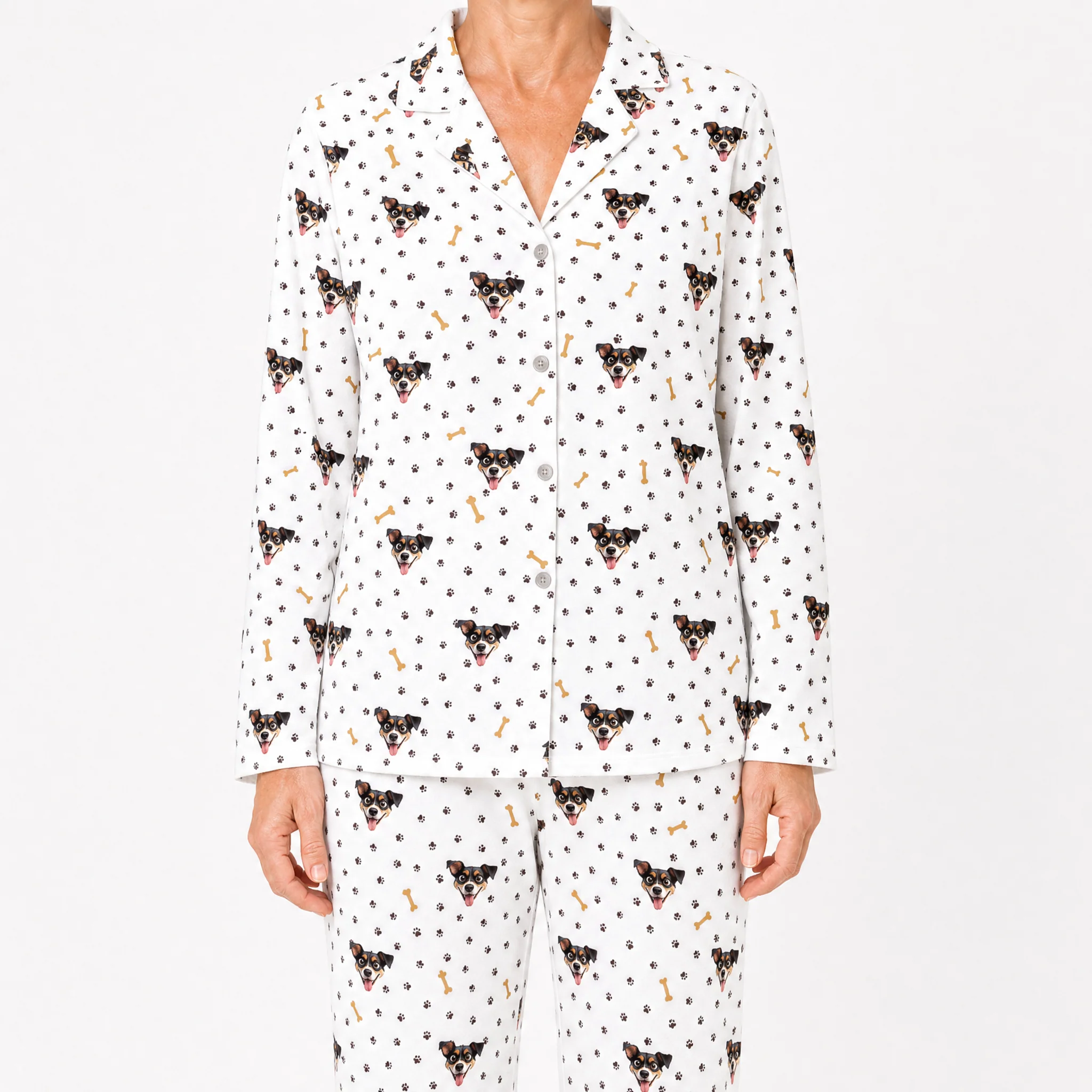 Adult Custom Cartoon Pet Face Pajamas - Paws and Bones - Image 2