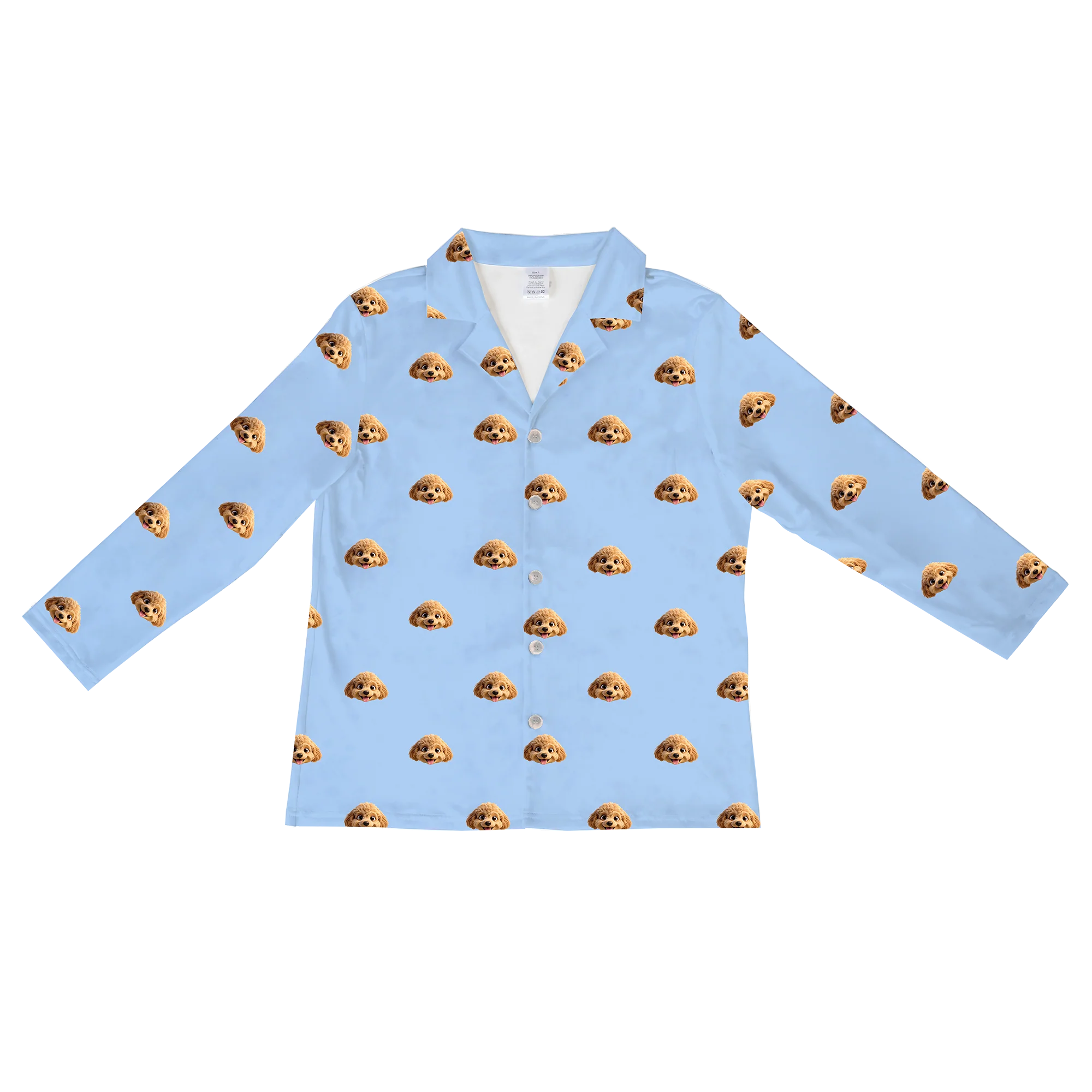 Adult Custom Cartoon Pet Face Pajamas - Sky Blue - Image 6