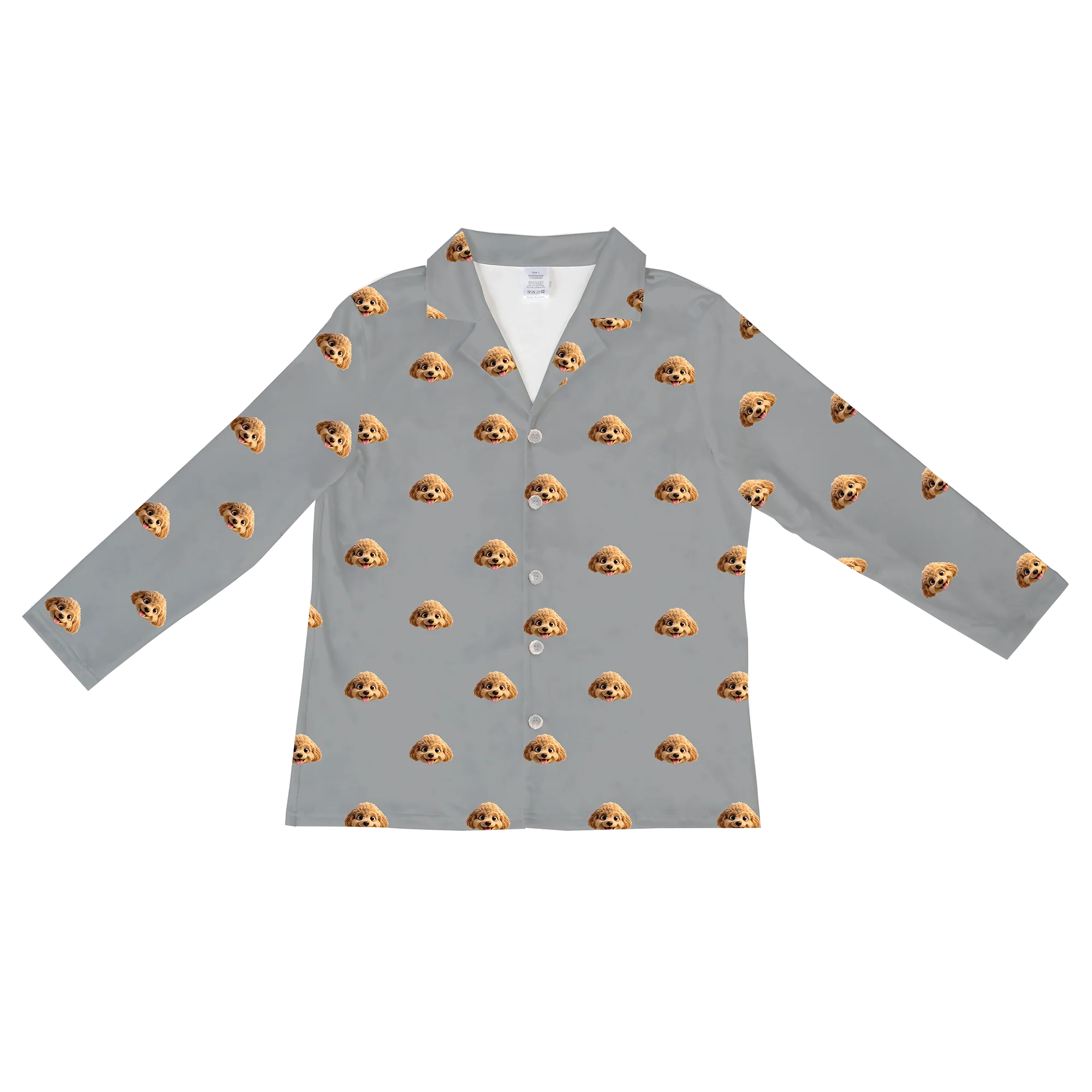 Adult Custom Cartoon Pet Face Pajamas - Slate Gray - Image 6
