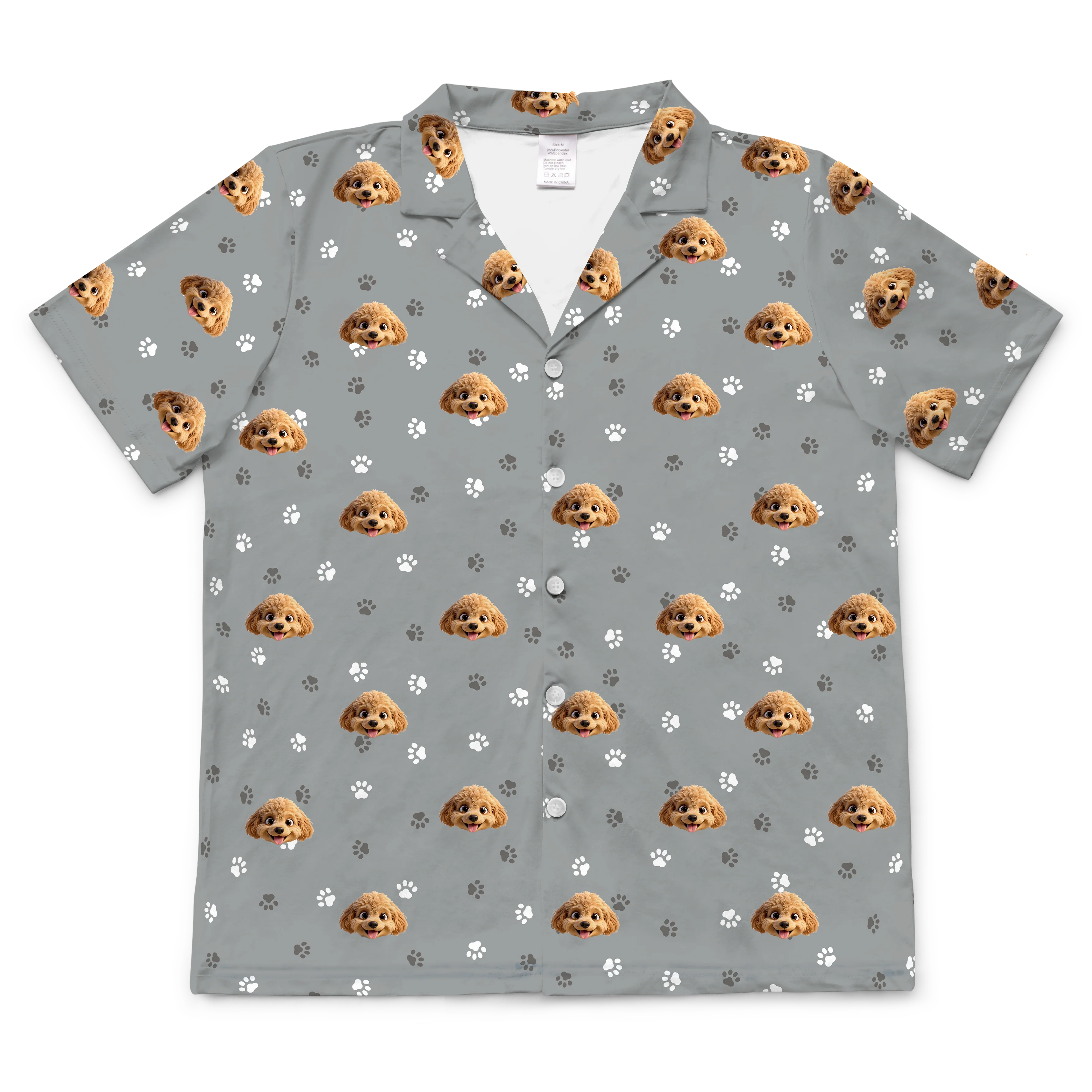 Adult Custom Cartoon Pet Face Pajamas - Slate Gray Paws - Image 7