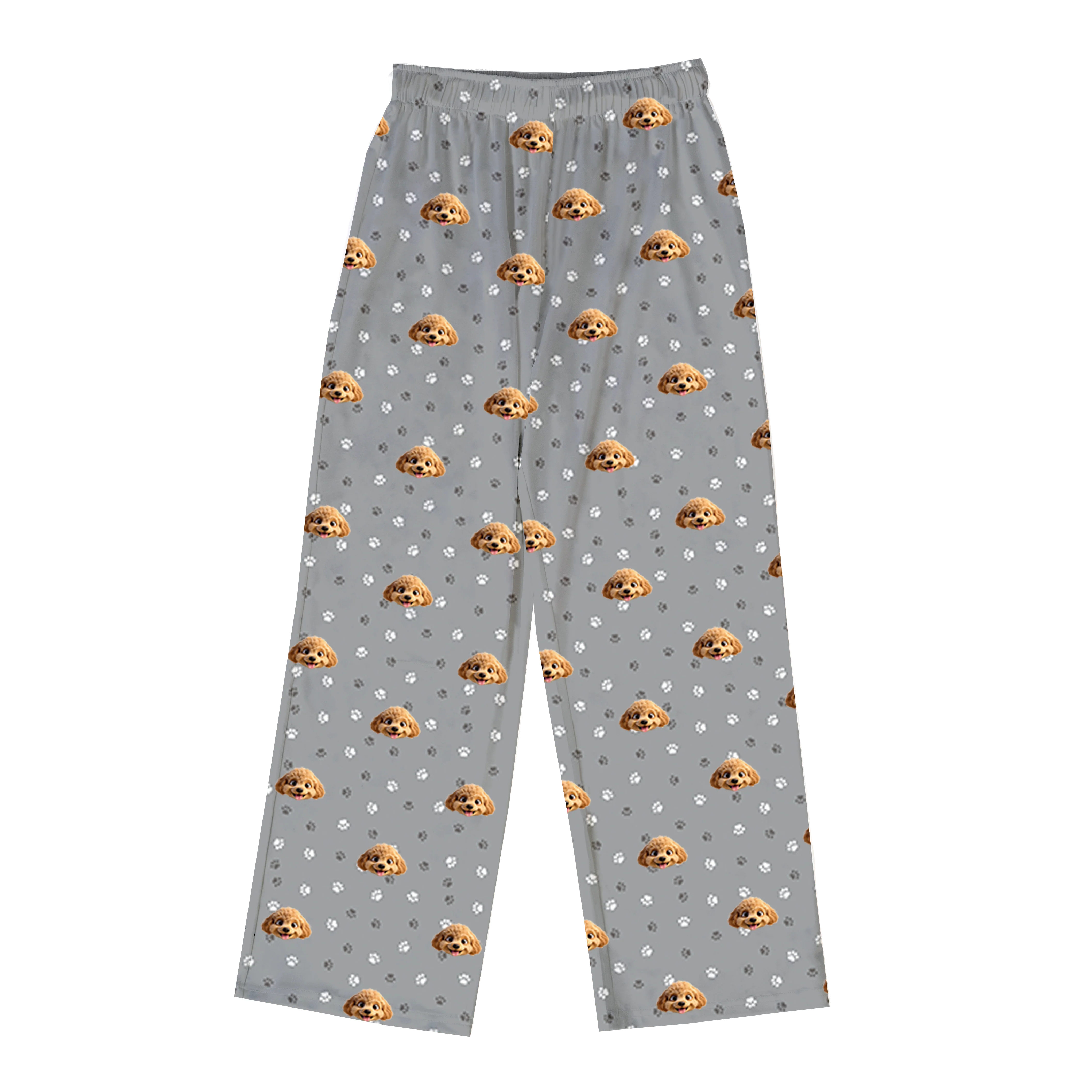 Adult Custom Cartoon Pet Face Pajamas - Slate Gray Paws - Image 8
