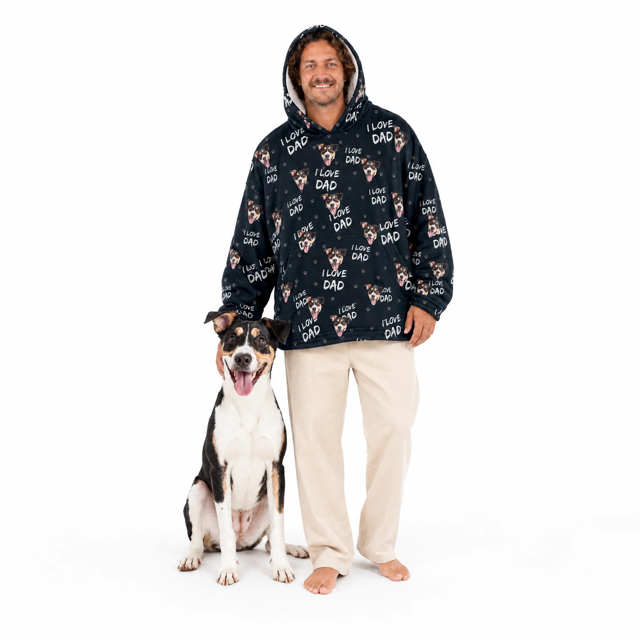 Adult Custom Pet Face Fleece Blanket Hoodie - Image 3
