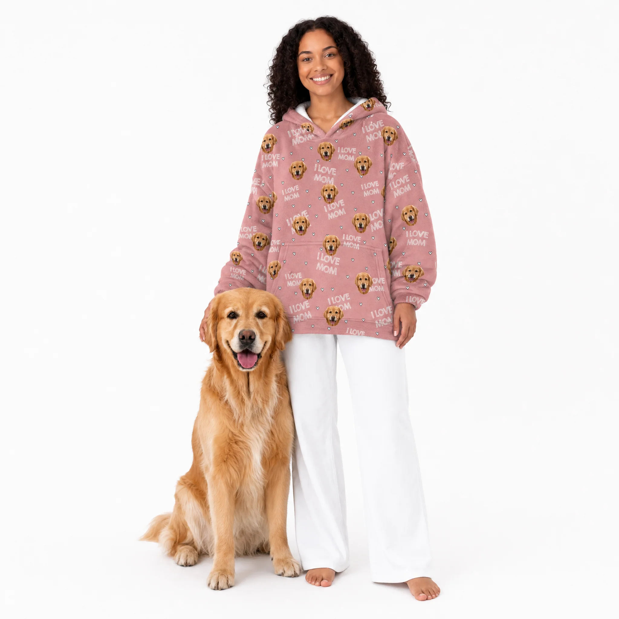 Adult Custom Pet Face Fleece Blanket Hoodie - Image 4