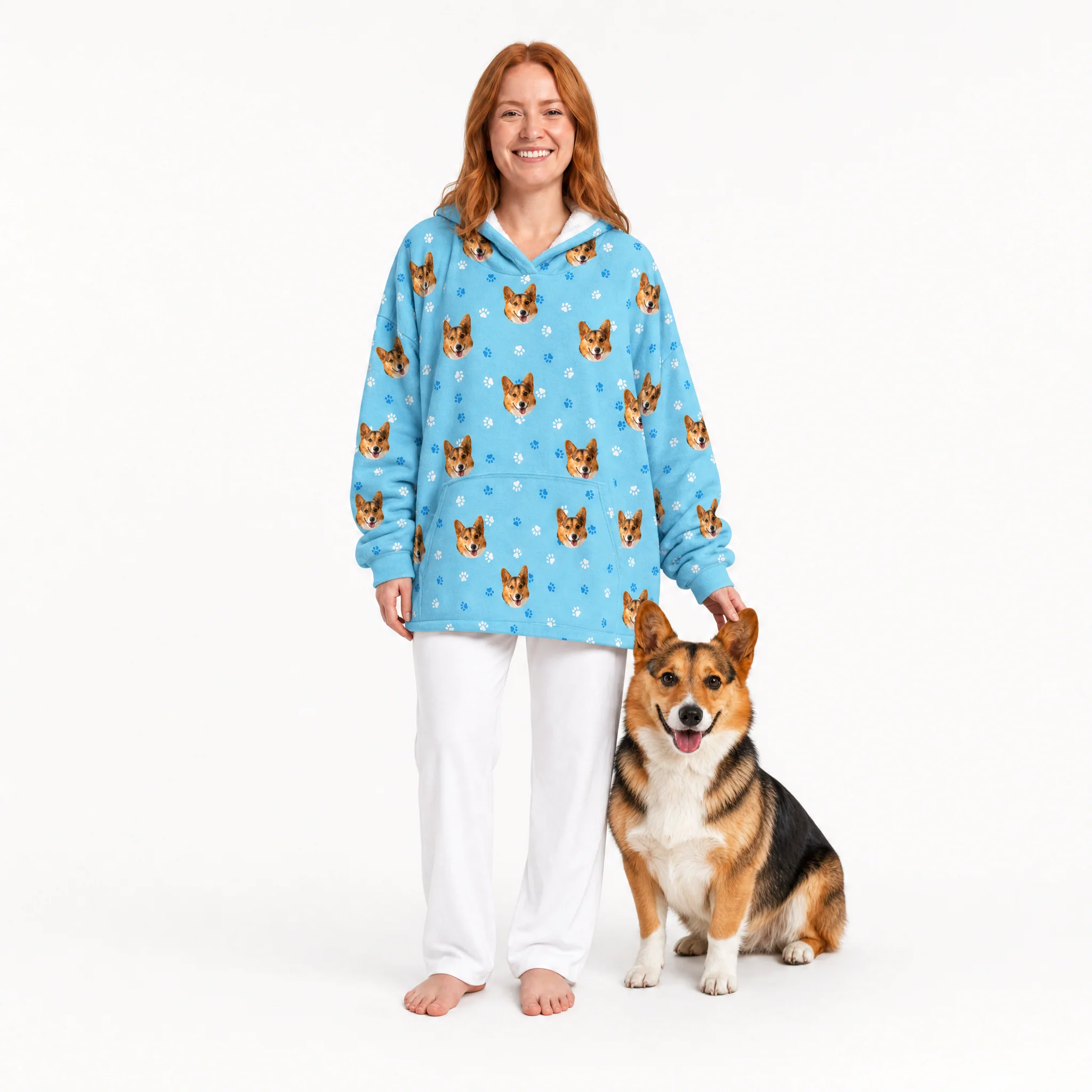 Adult Custom Pet Face Fleece Blanket Hoodie - Image 5