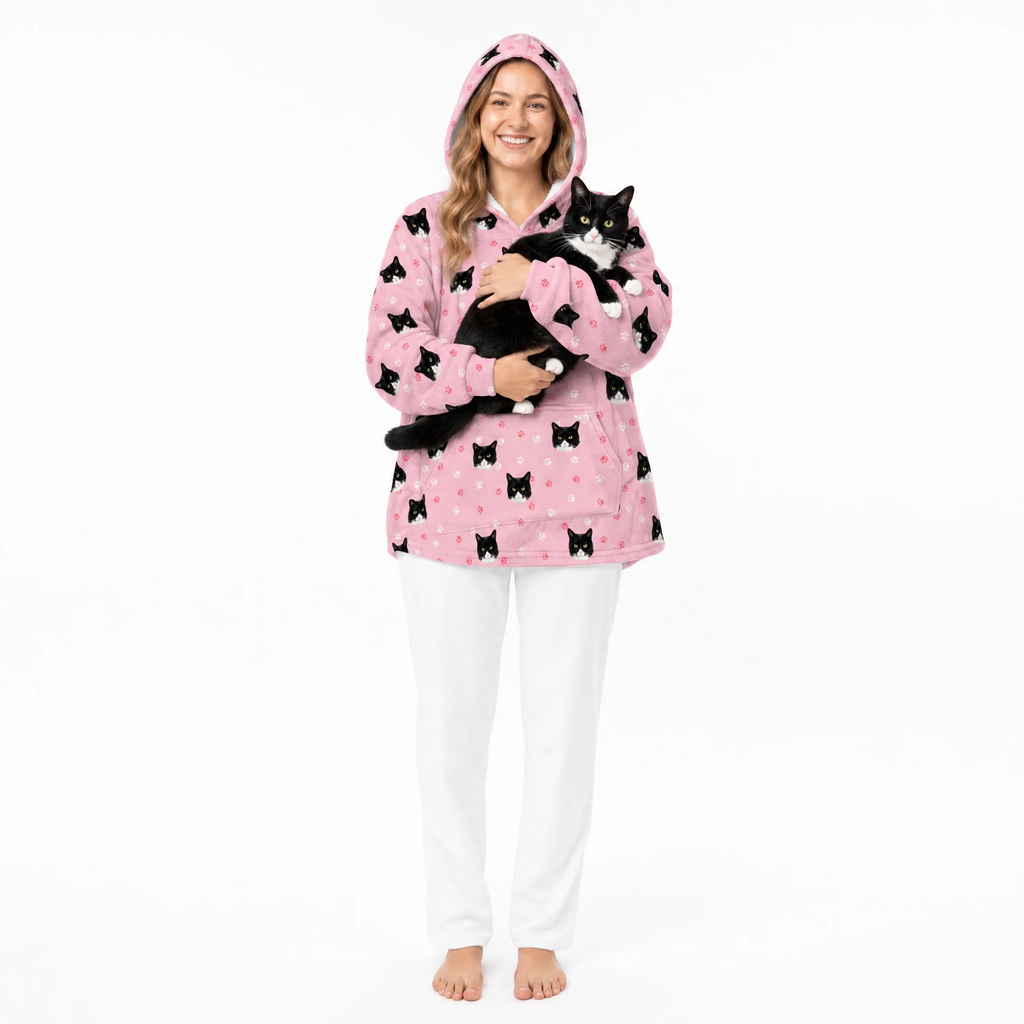 Adult Custom Pet Face Fleece Blanket Hoodie - Image 6