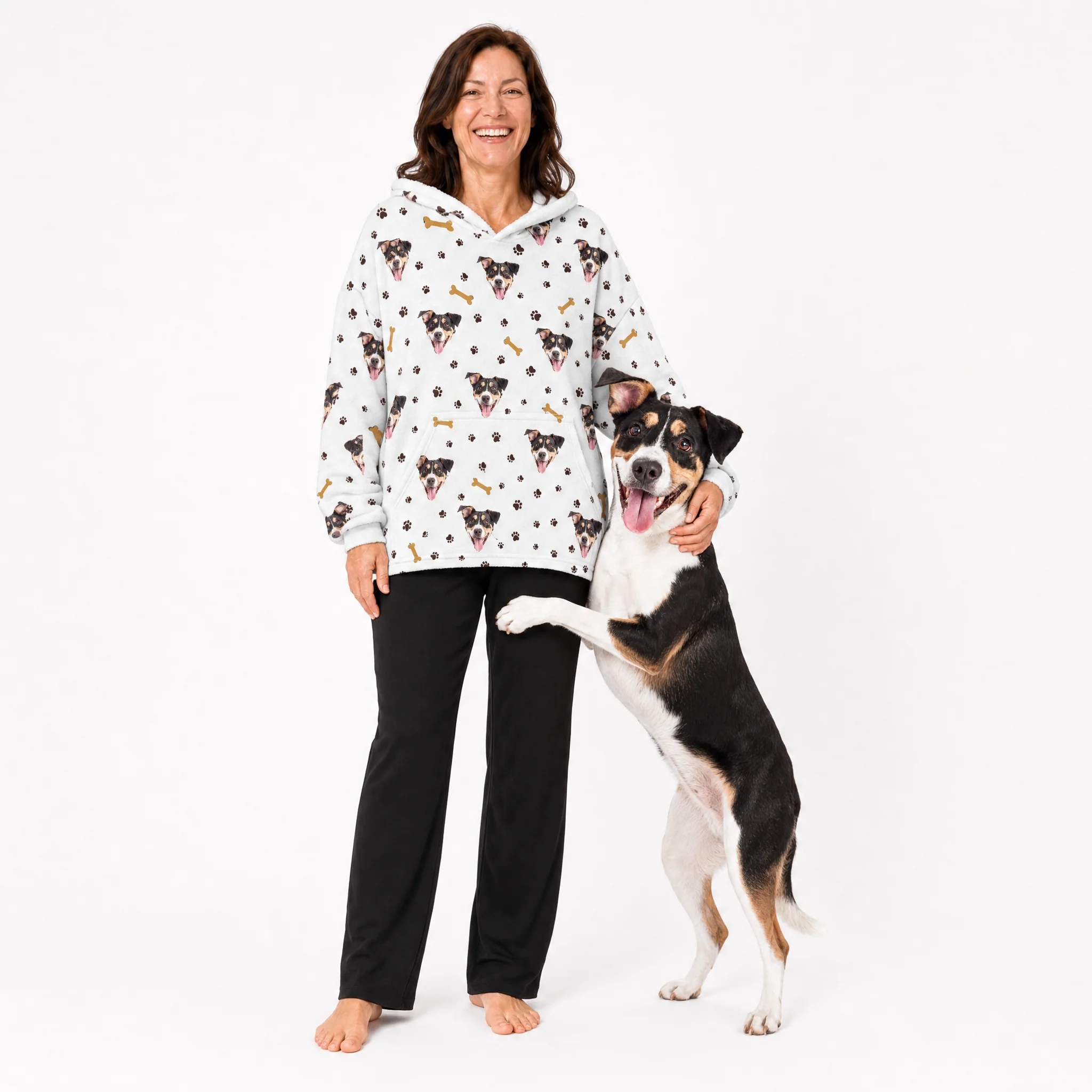 Adult Custom Pet Face Fleece Blanket Hoodie - Image 8