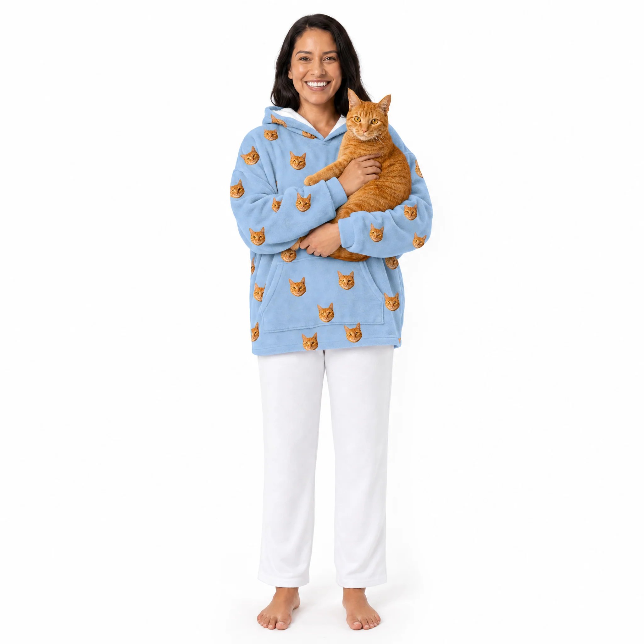 Adult Custom Pet Face Fleece Blanket Hoodie - Image 13