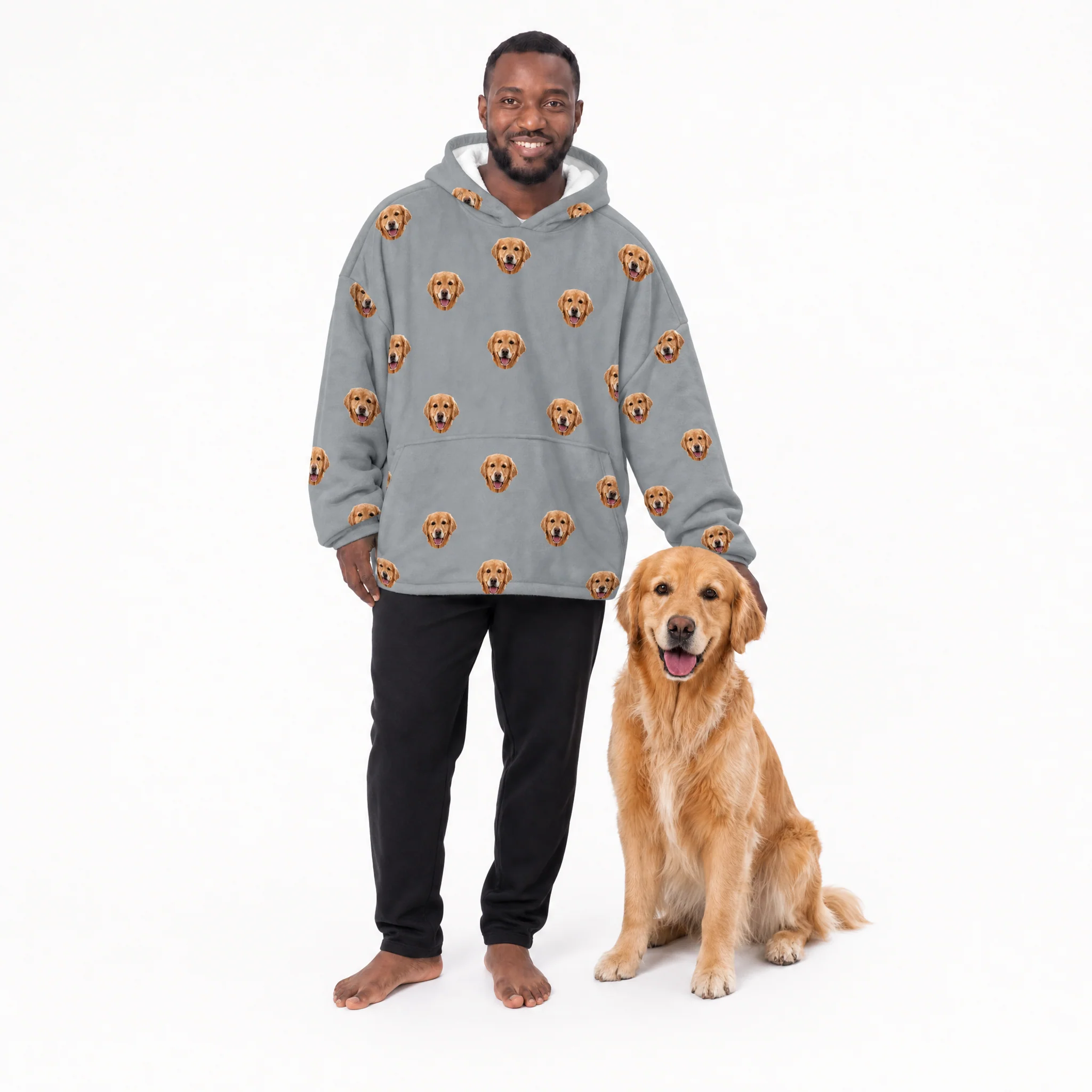 Adult Custom Pet Face Fleece Blanket Hoodie - Image 11