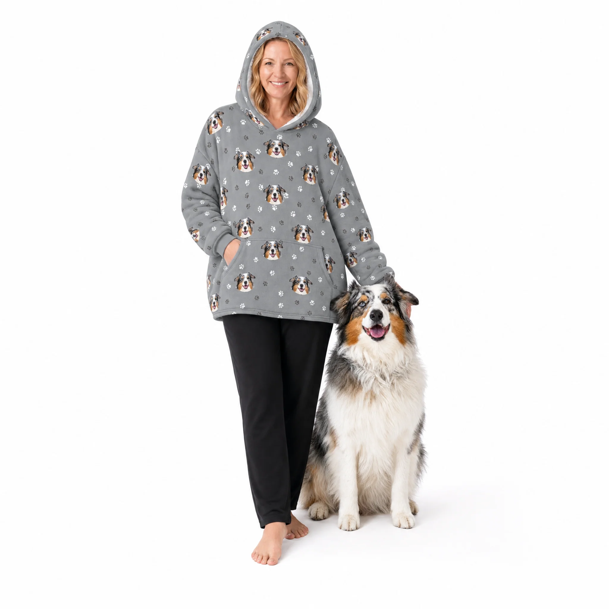 Adult Custom Pet Face Fleece Blanket Hoodie - Image 16