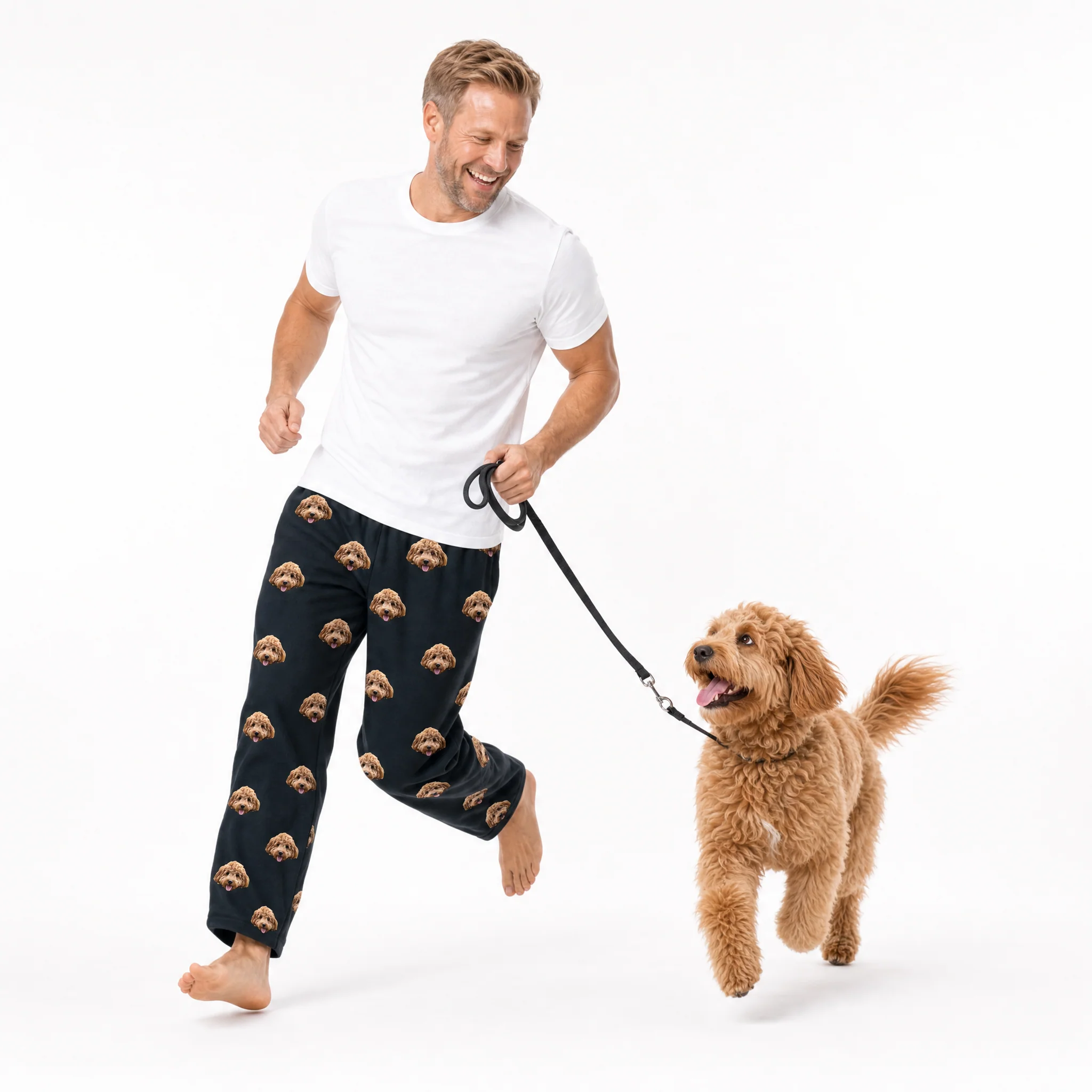 Adult Custom Pet Face Fleece Pajama Pants - Black - Image 3
