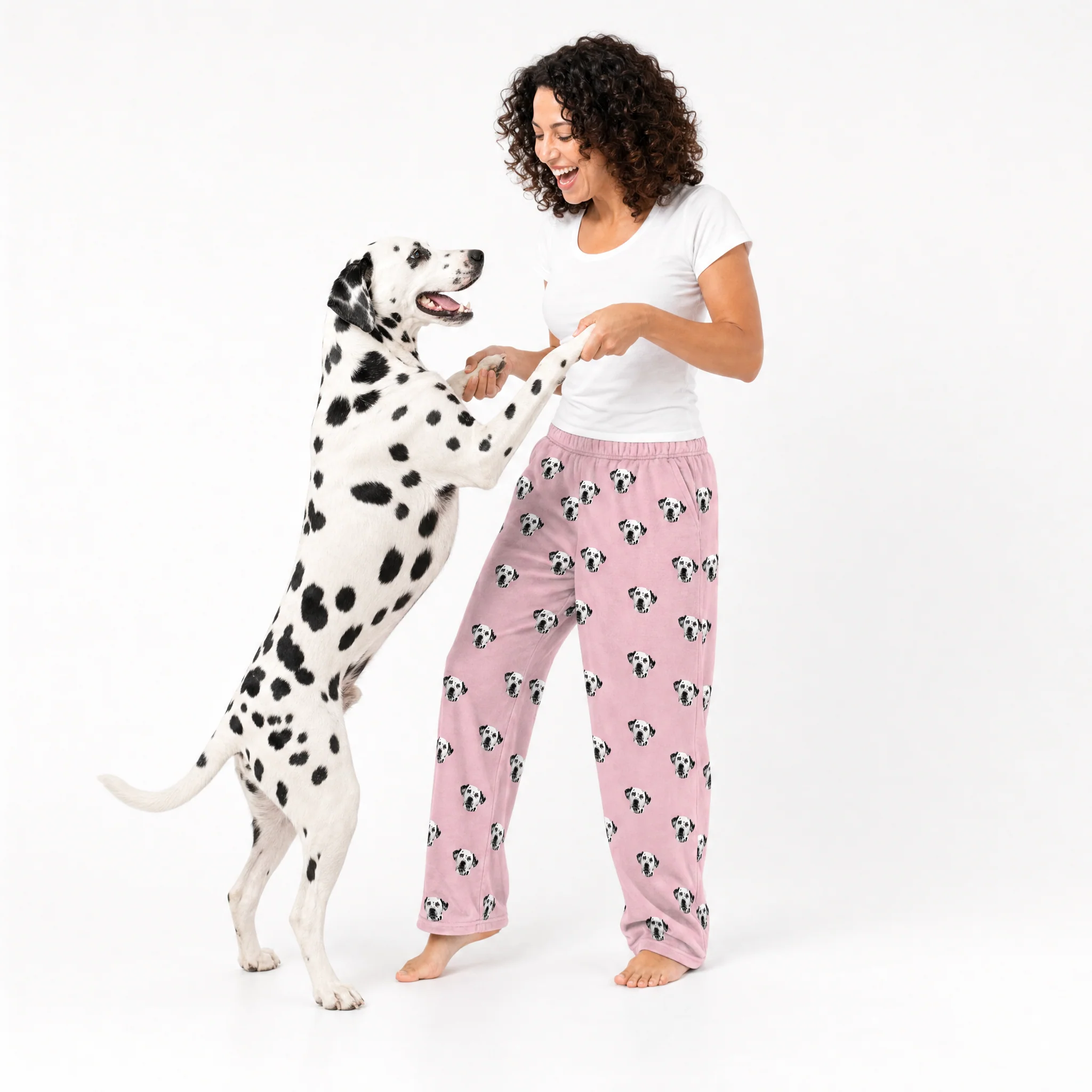 Adult Custom Pet Face Fleece Pajama Pants - Pink Dream - Image 3