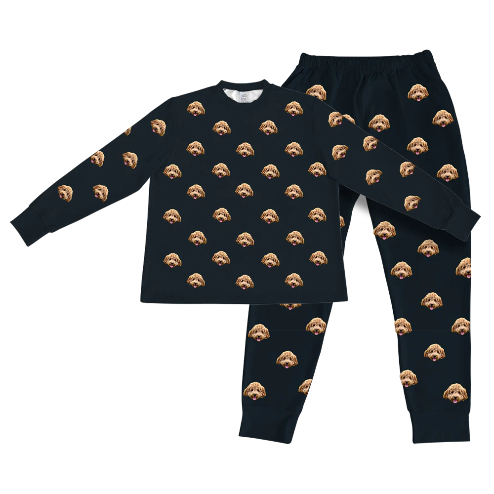 Adult Custom Pet Face Jogger Pajamas - Black - Image 3