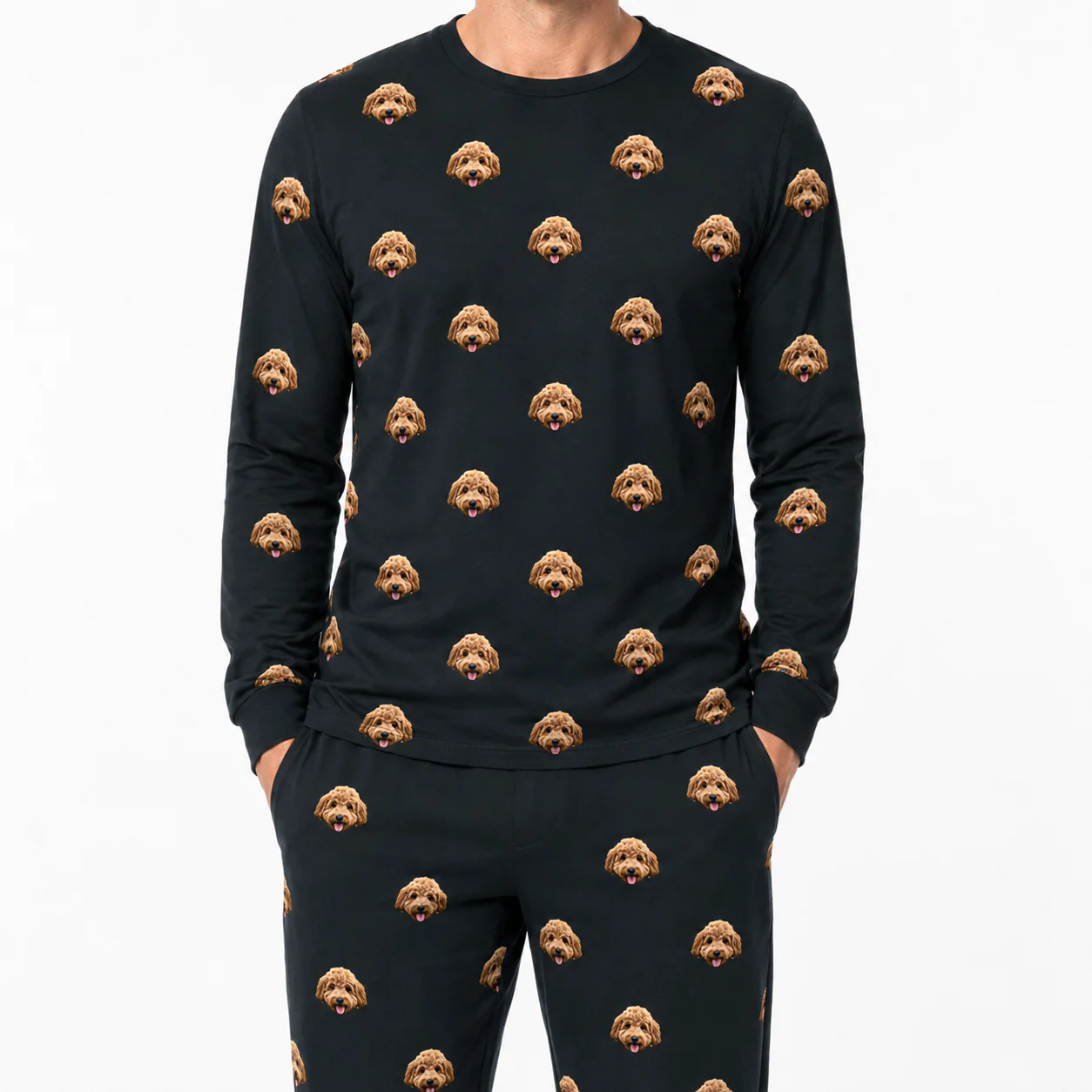 Adult Custom Pet Face Jogger Pajamas - Black - Image 7