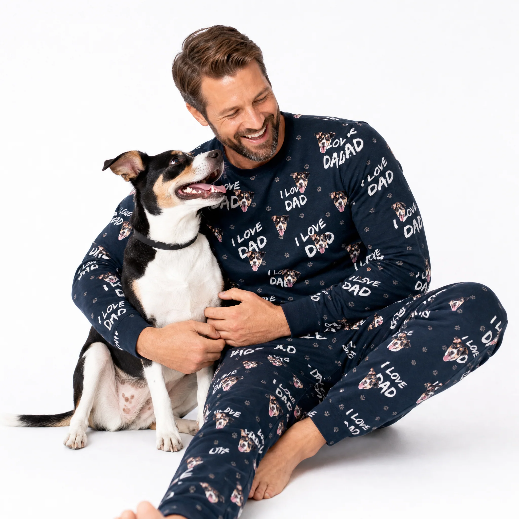 Adult Custom Pet Face Jogger Pajamas - I Love Dad - Image 3