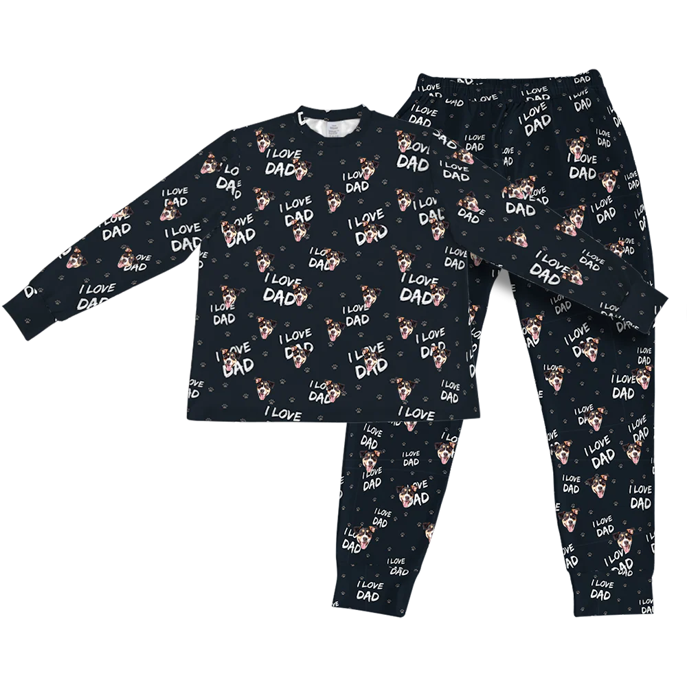 Adult Custom Pet Face Jogger Pajamas - I Love Dad - Image 5