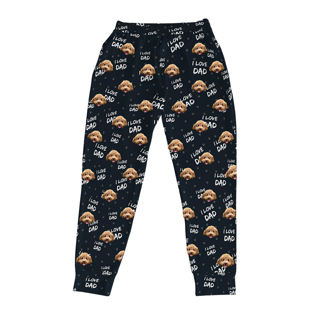 Adult Custom Pet Face Jogger Pajamas - I Love Dad - Image 6