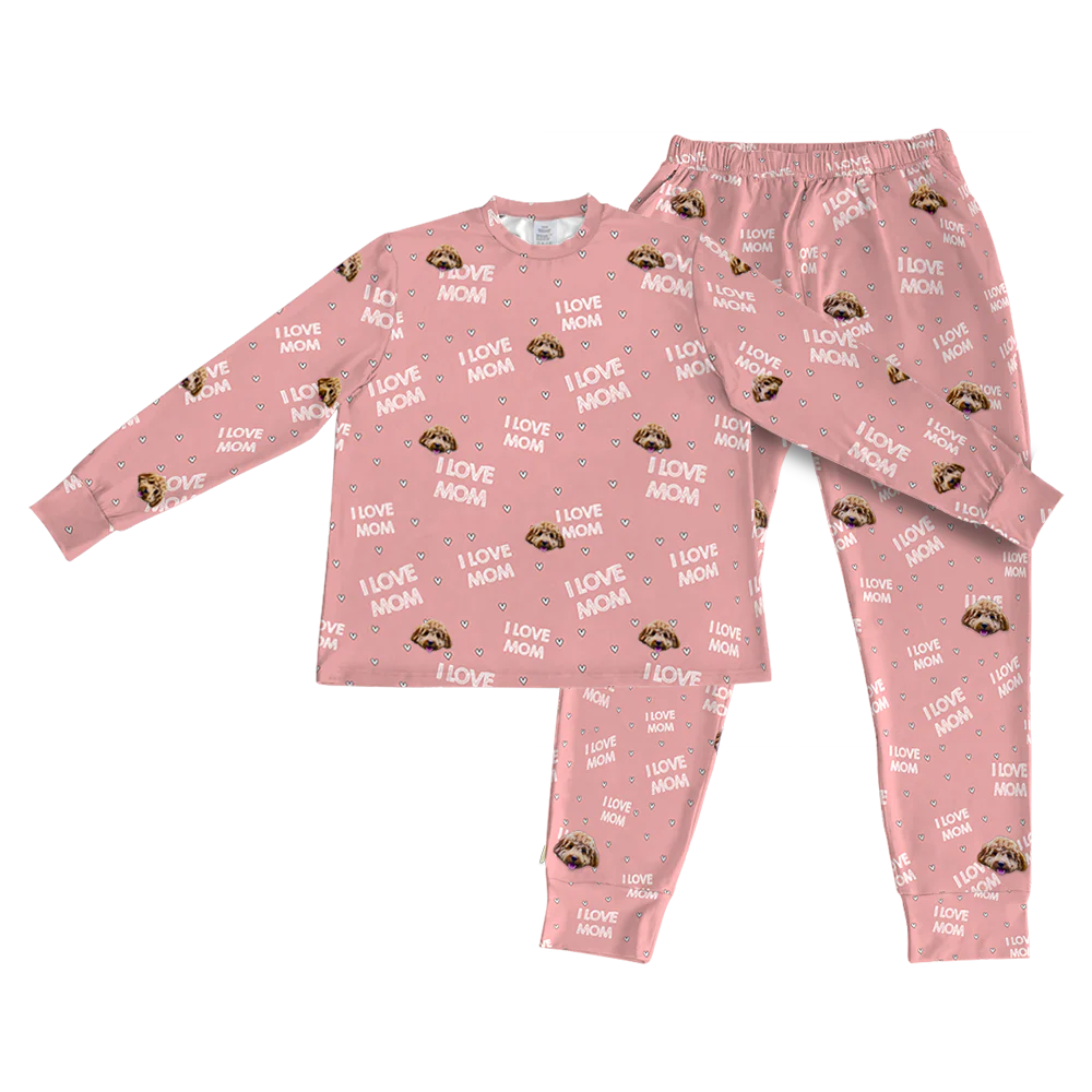 Adult Custom Pet Face Jogger Pajamas - I Love Mom - Image 6