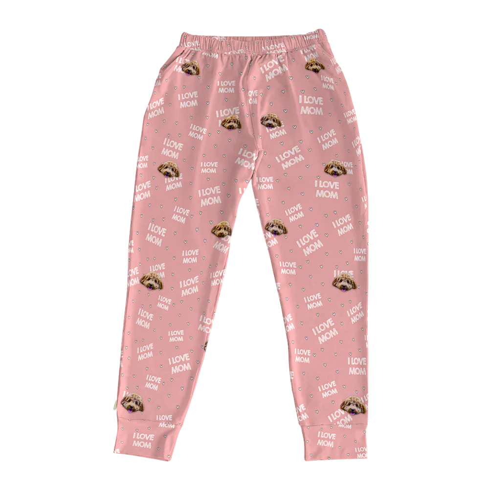 Adult Custom Pet Face Jogger Pajamas - I Love Mom - Image 7