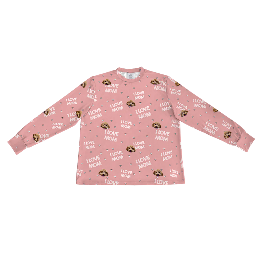 Adult Custom Pet Face Jogger Pajamas - I Love Mom - Image 8