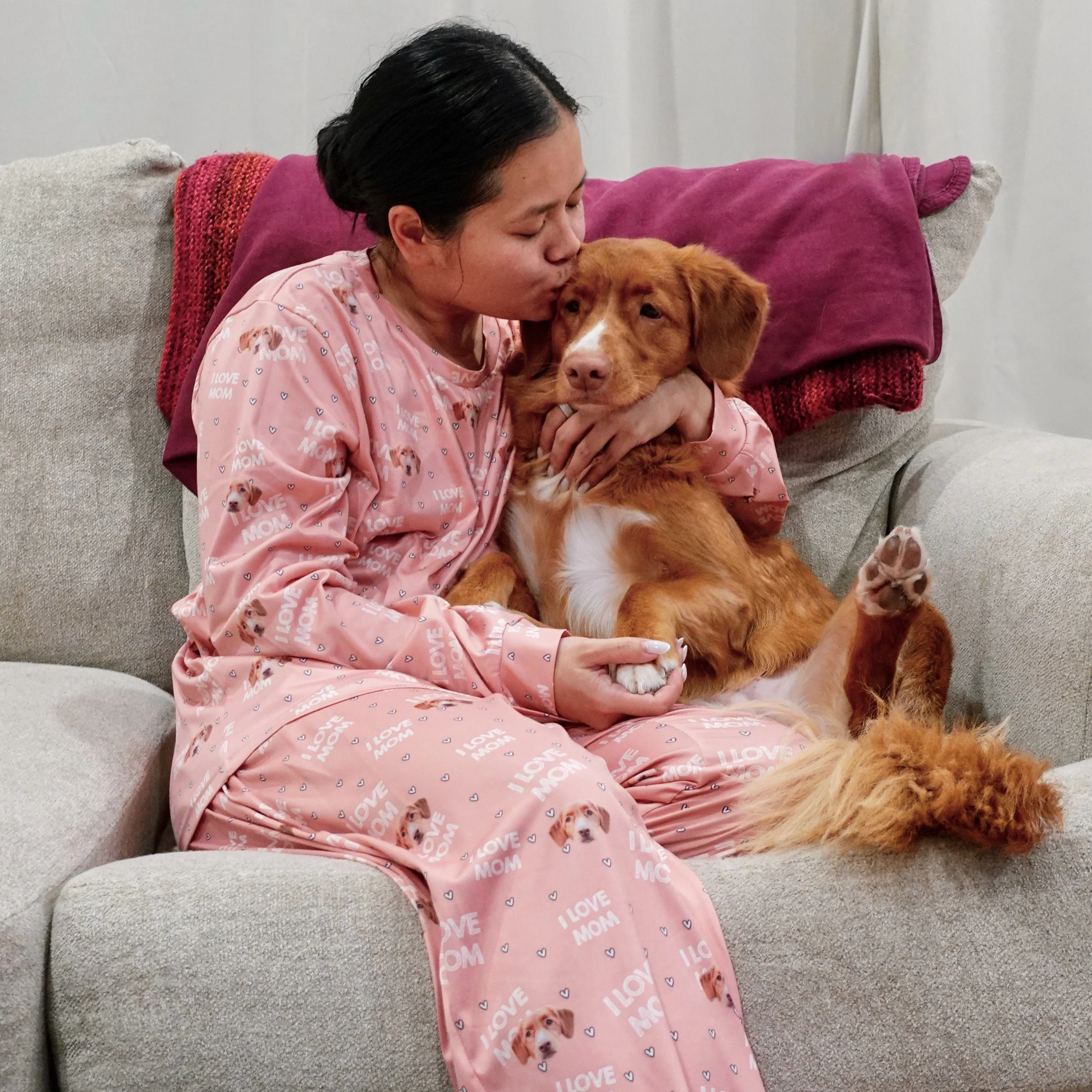 Adult Custom Pet Face Jogger Pajamas - I Love Mom - Image 9