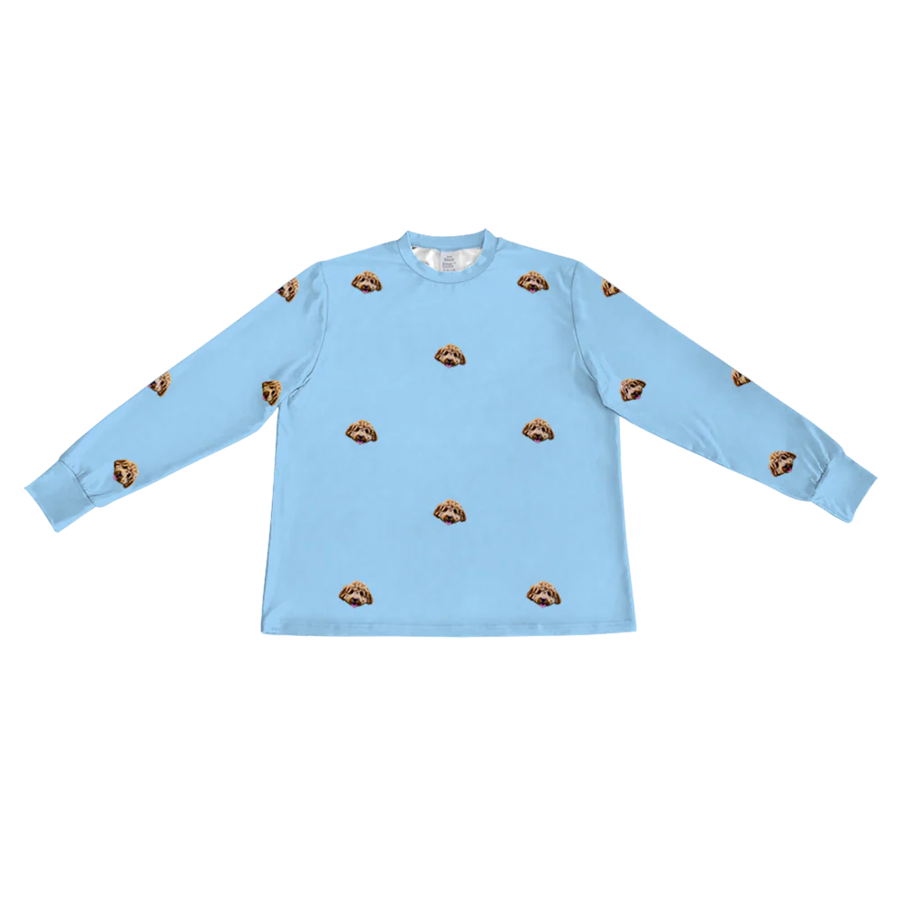 Adult Custom Pet Face Jogger Pajamas - Sky Blue - Image 6