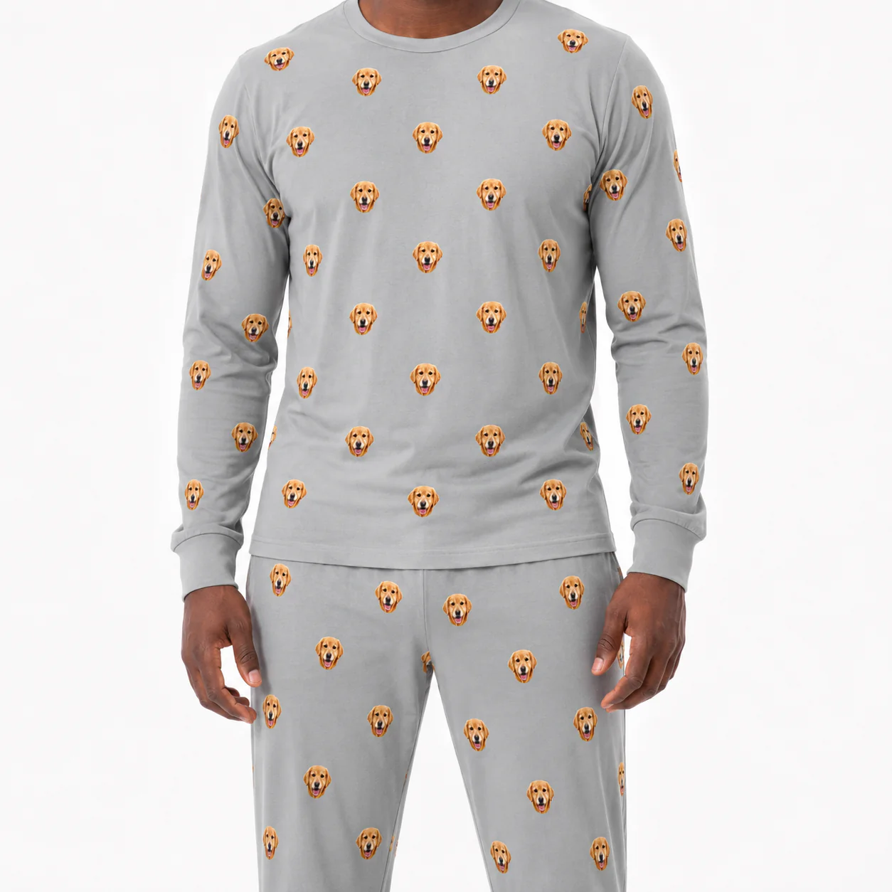 Adult Custom Pet Face Jogger Pajamas - Slate Gray - Image 3