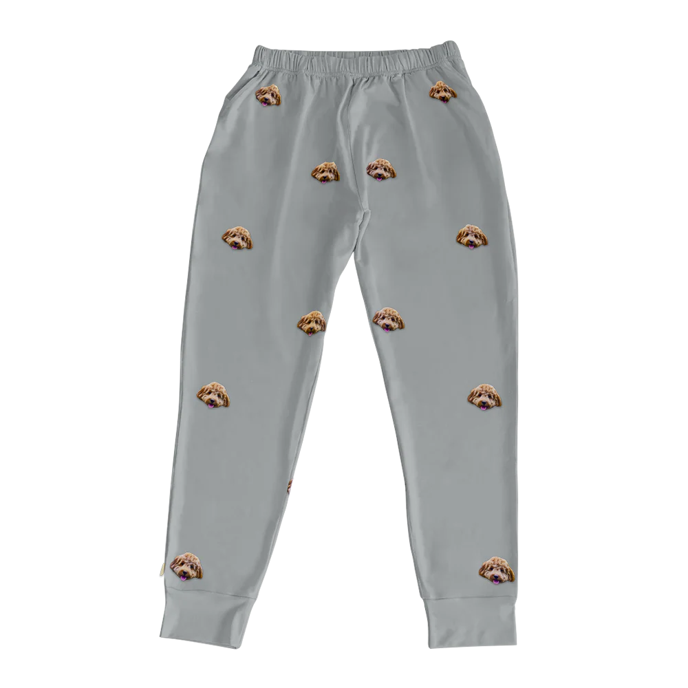 Adult Custom Pet Face Jogger Pajamas - Slate Gray - Image 5