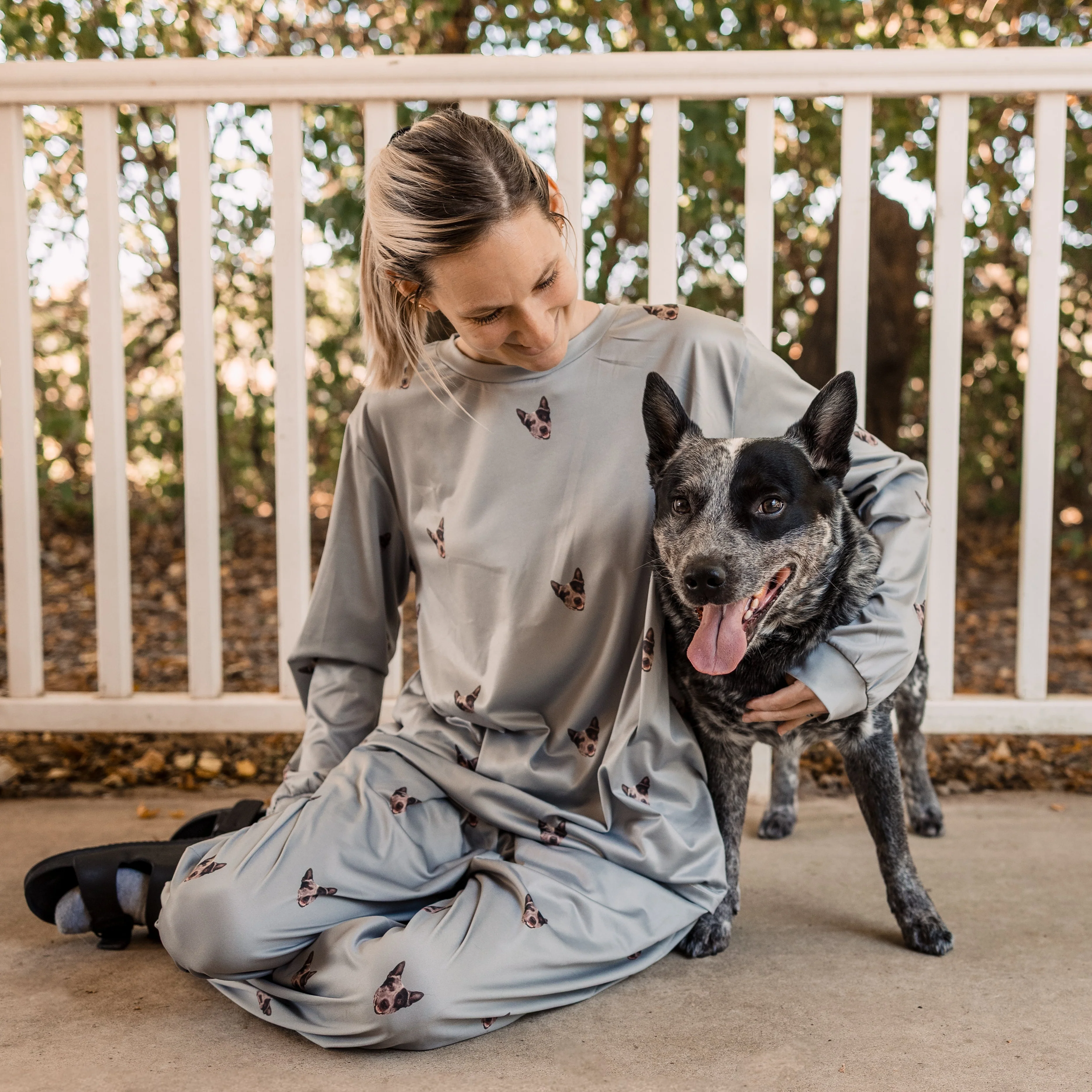 Adult Custom Pet Face Jogger Pajamas - Slate Gray - Image 7