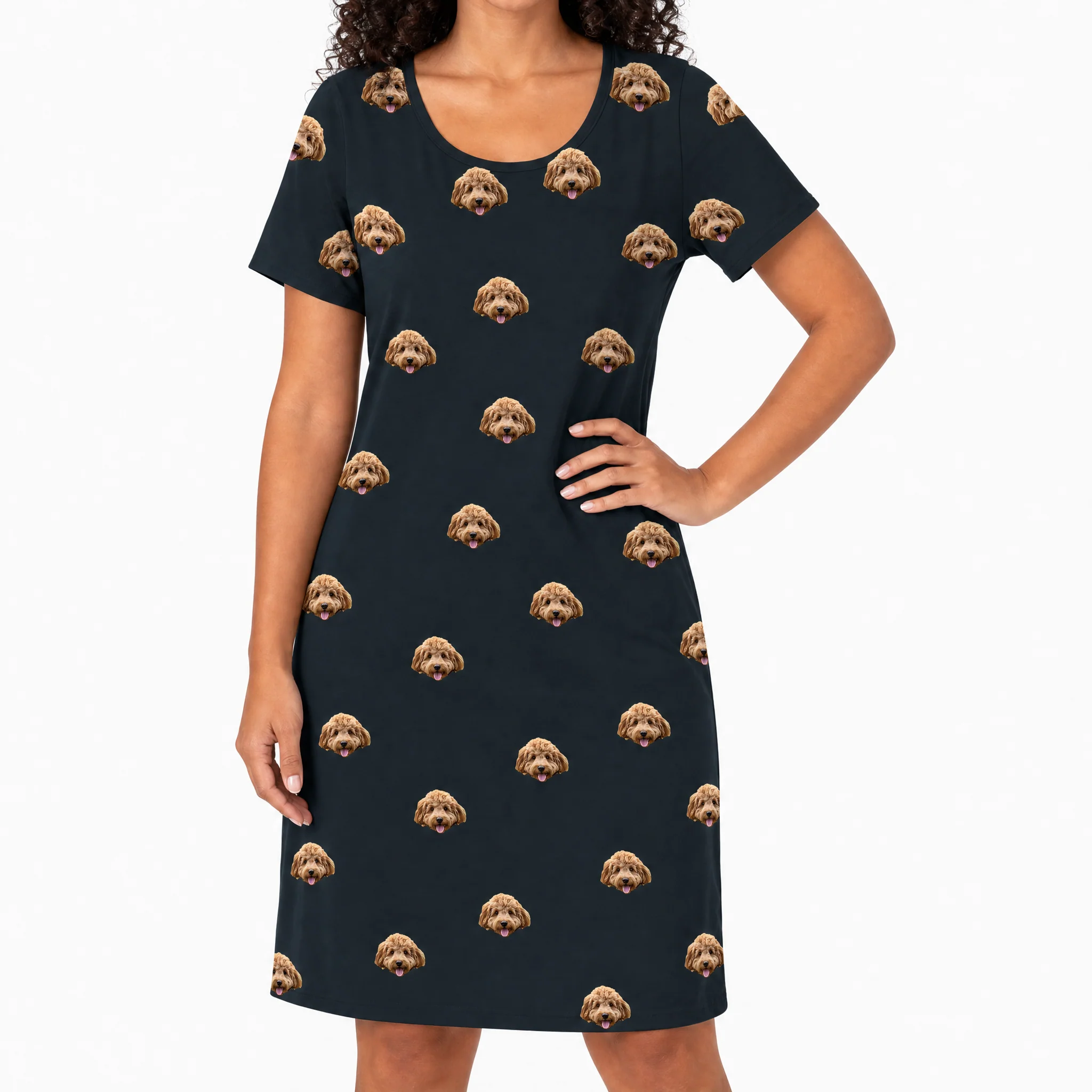 Adult Custom Pet Face Nightgowns - Black - Image 2