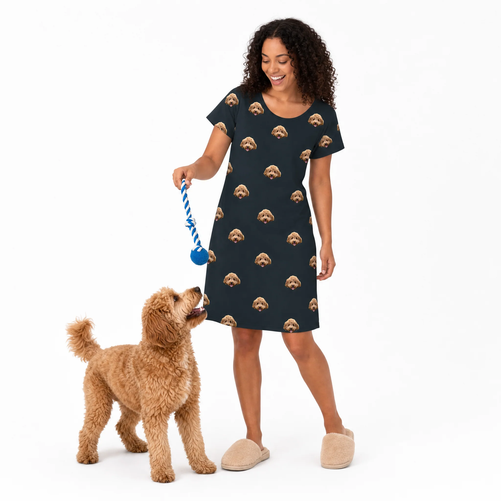 Adult Custom Pet Face Nightgowns - Black - Image 3