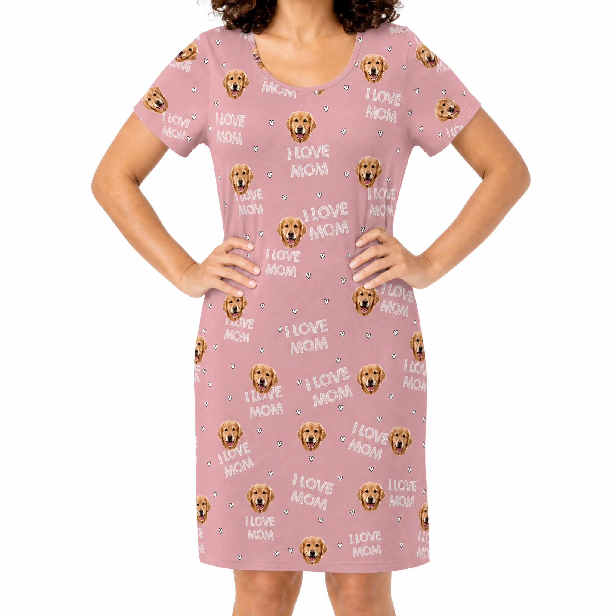 Adult Custom Pet Face Nightgowns - I Love Mom - Image 2