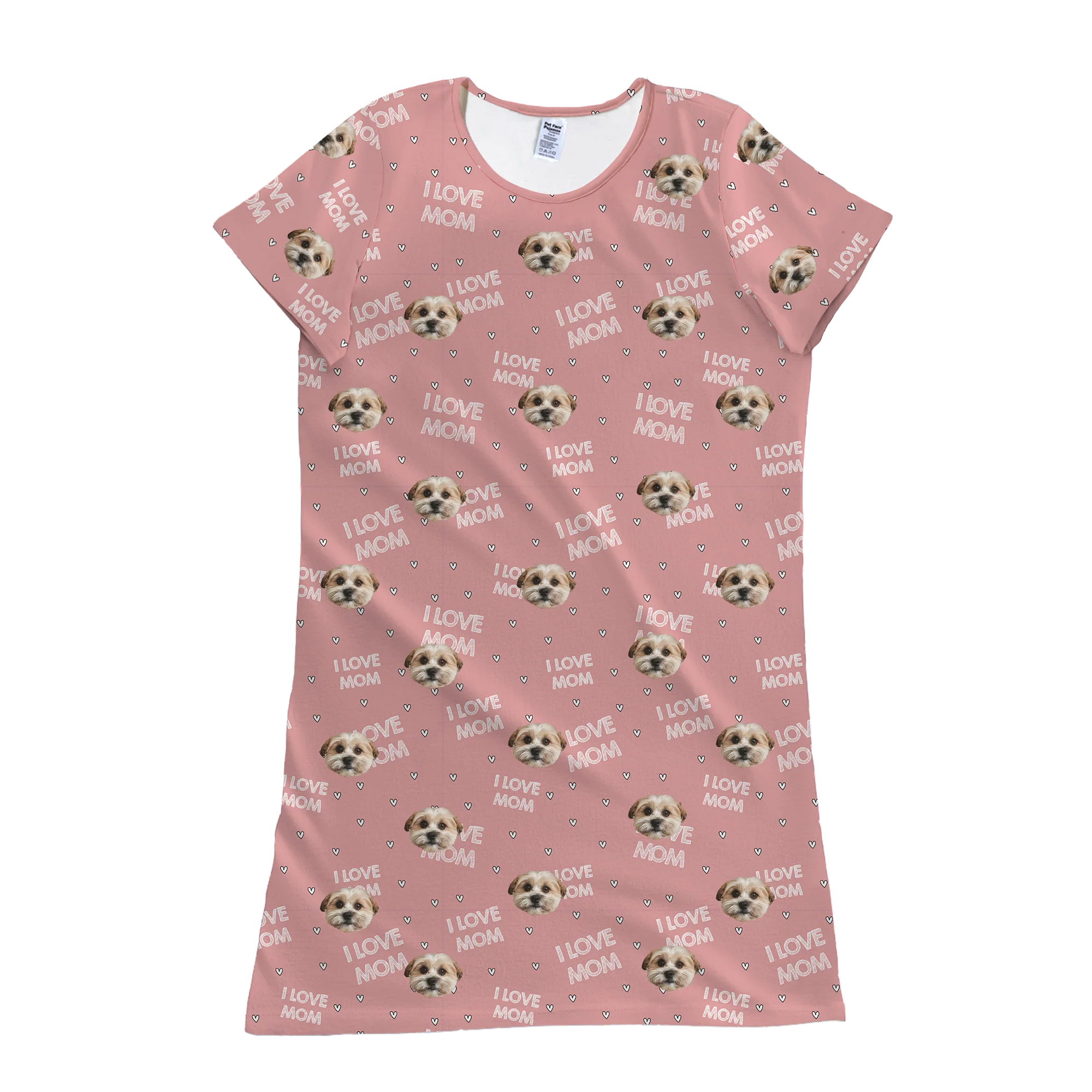 Adult Custom Pet Face Nightgowns - I Love Mom - Image 4
