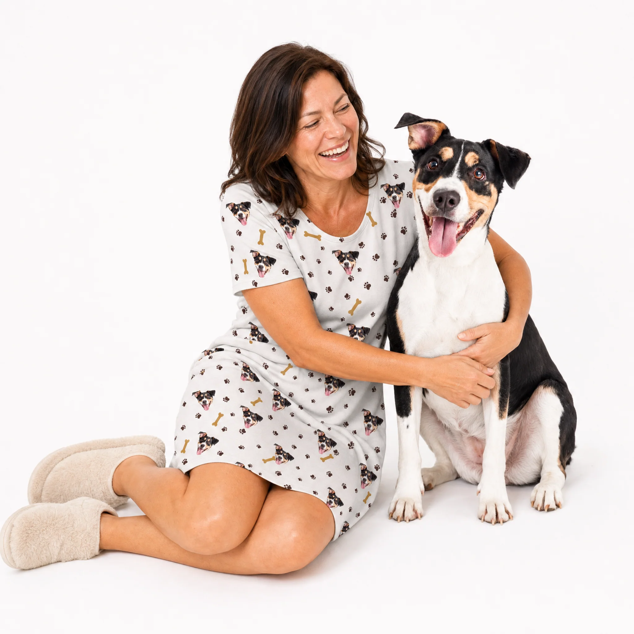Adult Custom Pet Face Nightgowns - Paws and Bones - Image 2