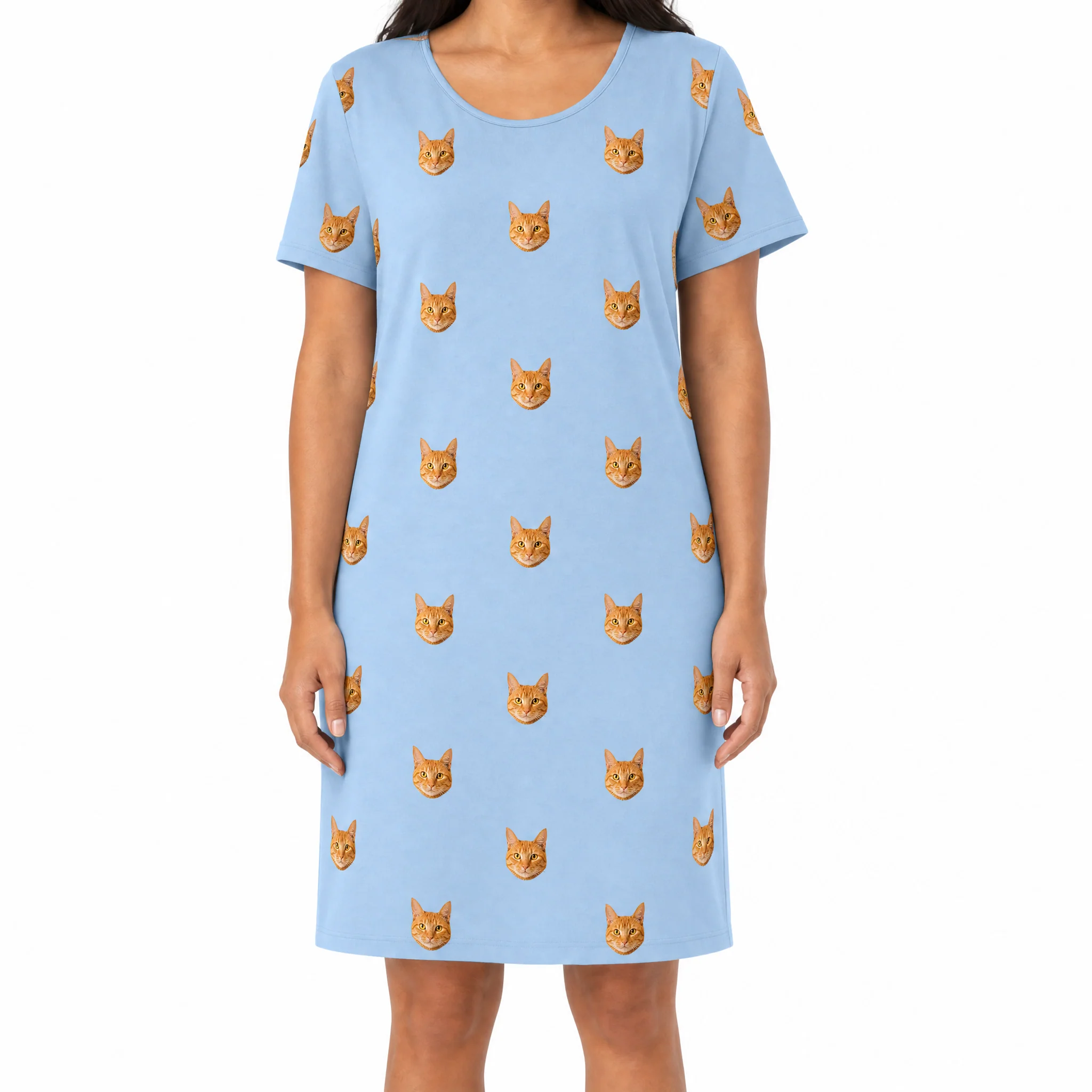Adult Custom Pet Face Nightgowns - Sky Blue - Image 2