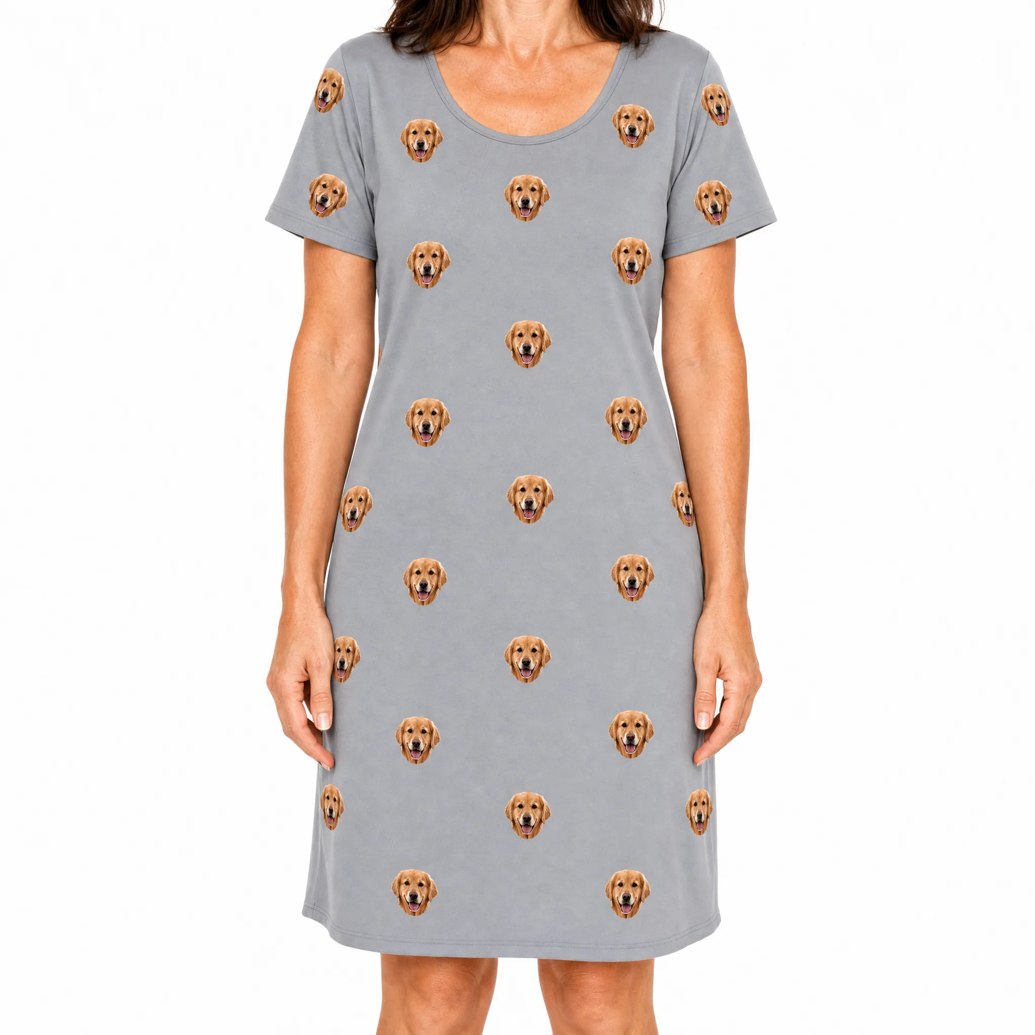 Adult Custom Pet Face Nightgowns - Slate Gray - Image 2