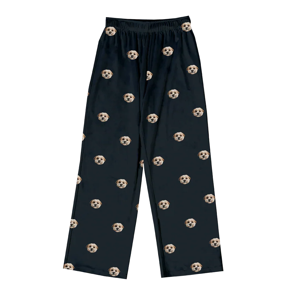 Adult Custom Pet Face Pajama Pants - Black - Image 4