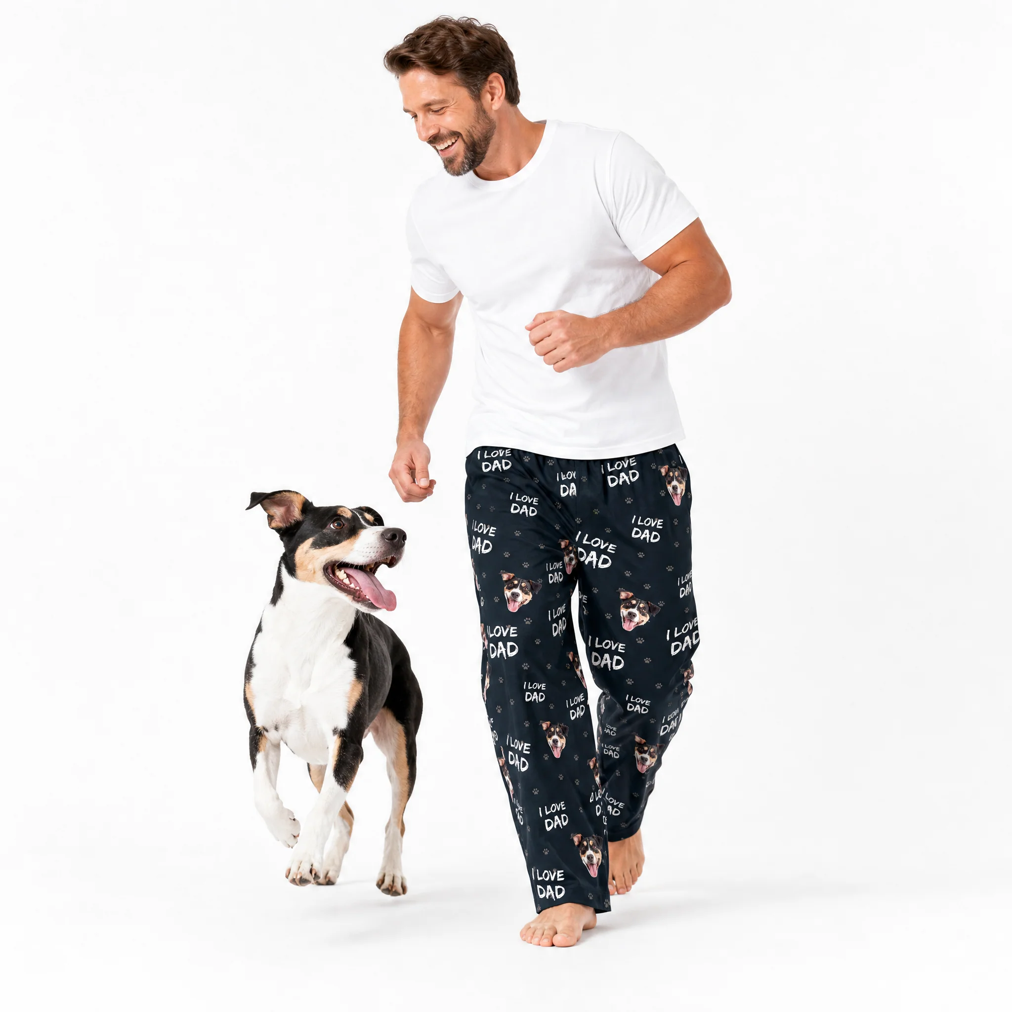 Adult Custom Pet Face Pajama Pants - I Love Dad - Image 3