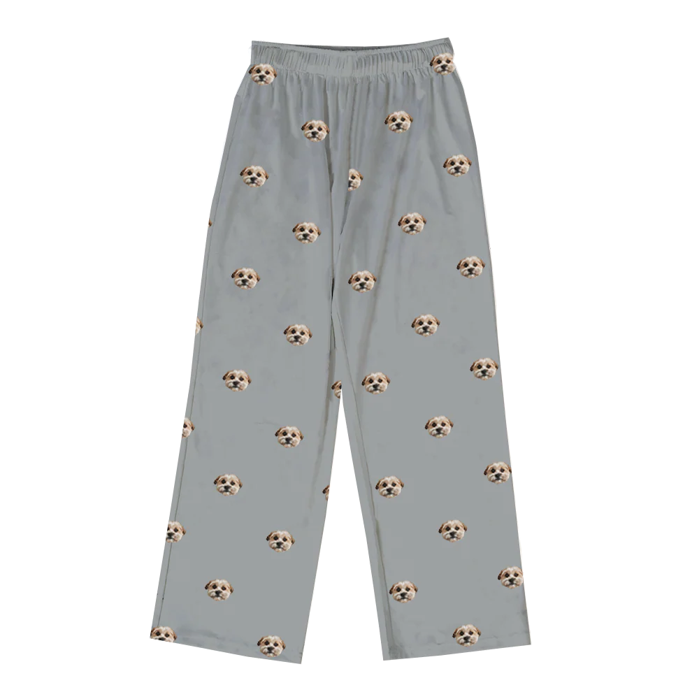 Adult Custom Pet Face Pajama Pants - Slate Gray - Image 4