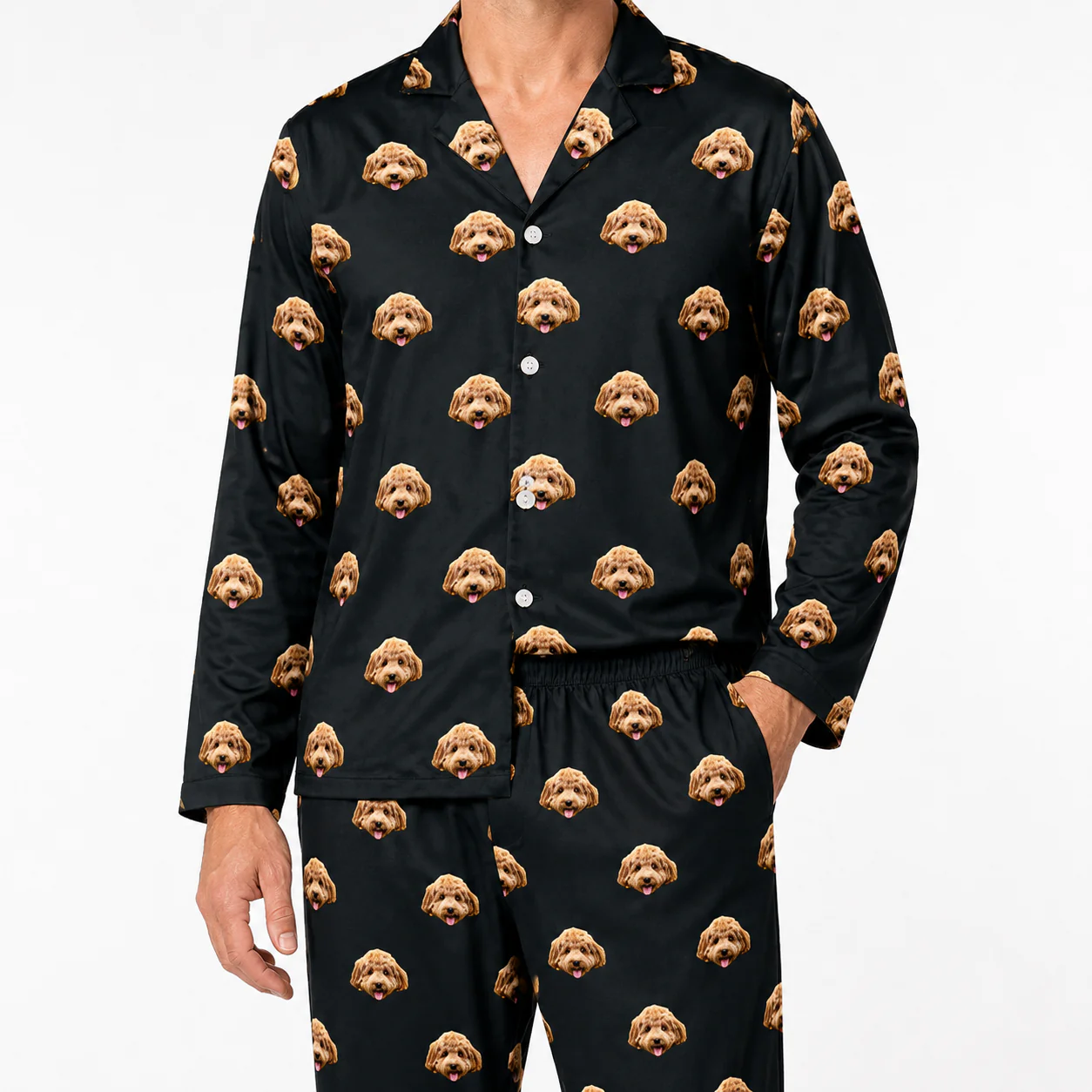 Adult Custom Pet Face Pajamas - Black - Image 4