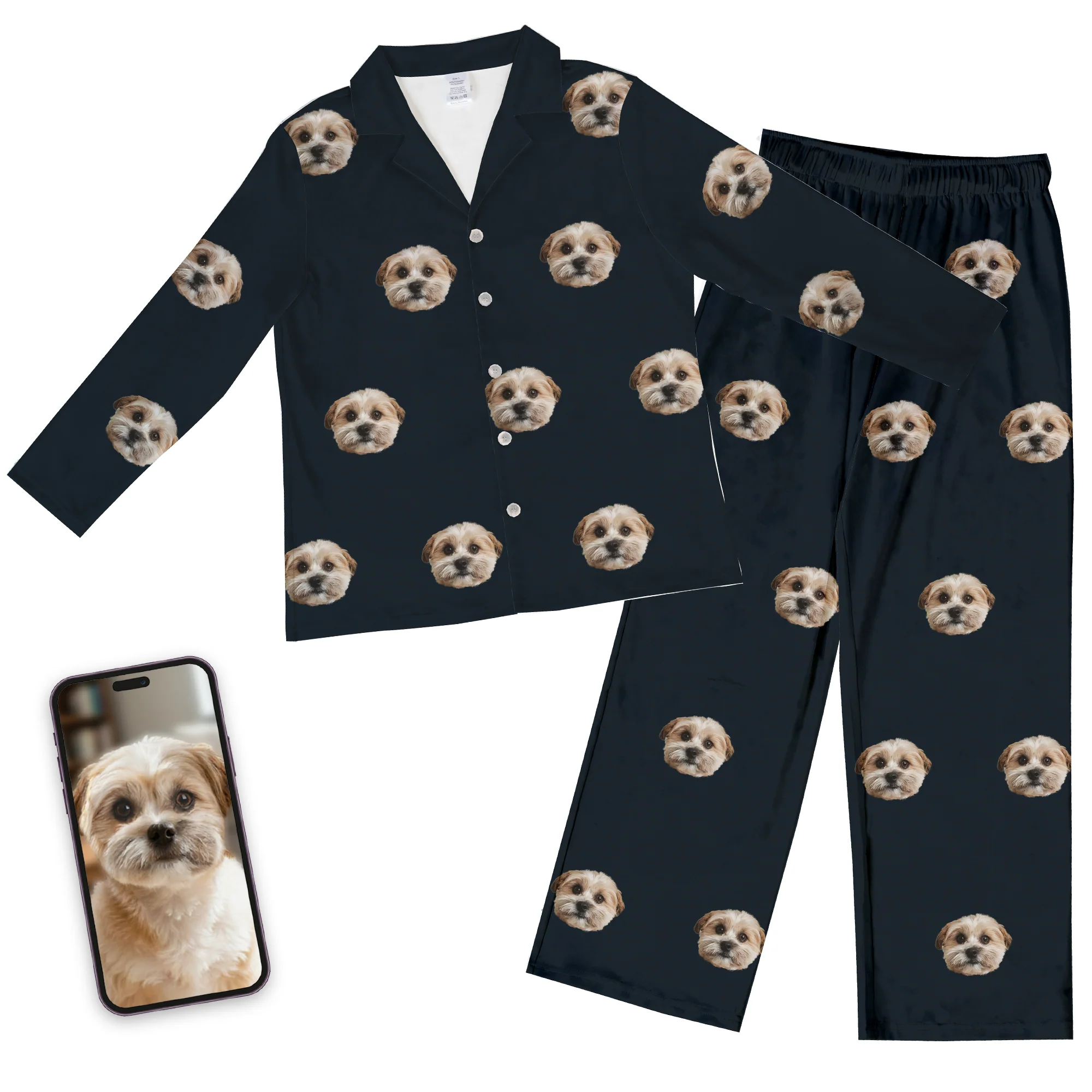 Adult Custom Pet Face Pajamas - Black - Image 7