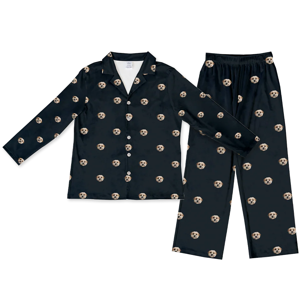 Adult Custom Pet Face Pajamas - Black - Image 8