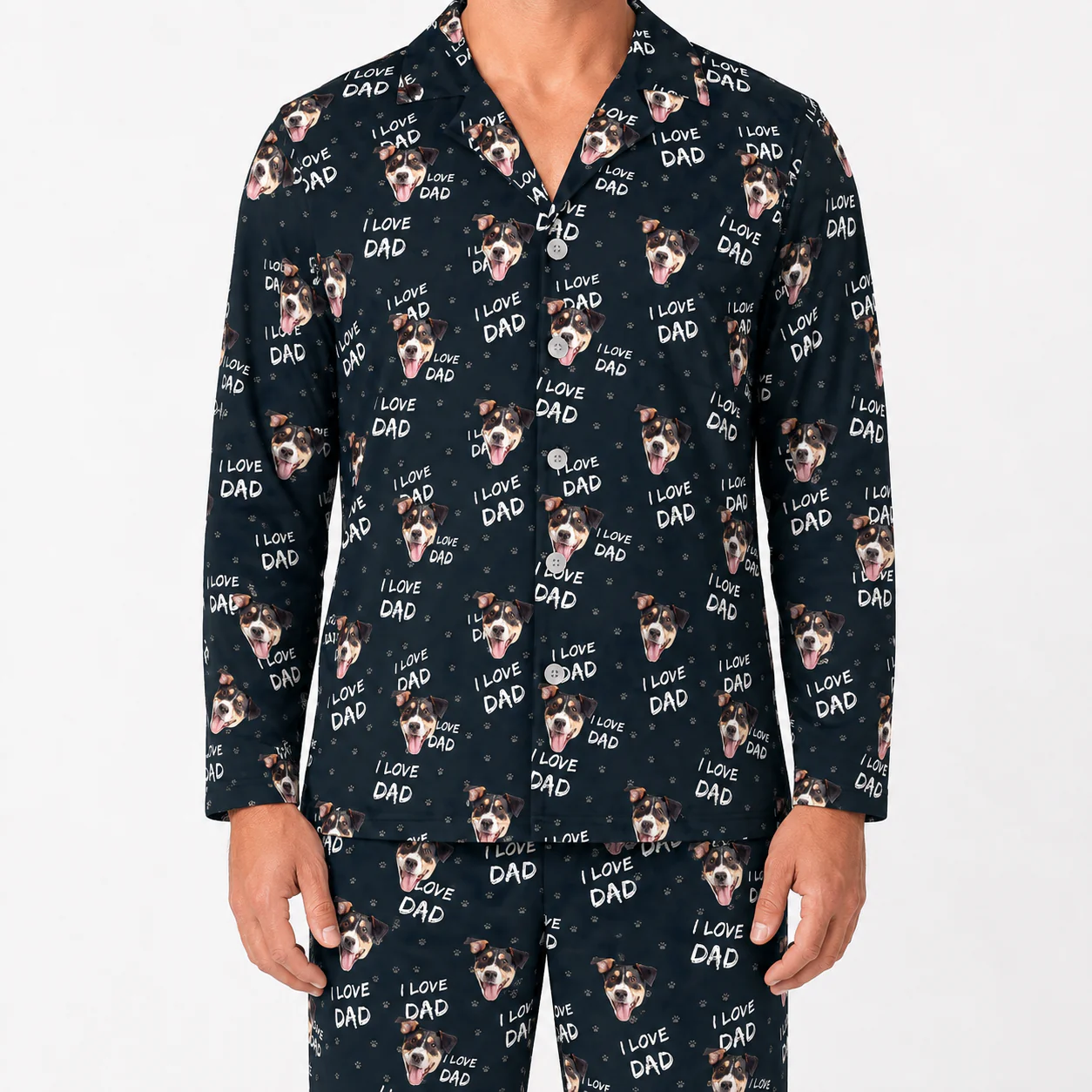 Adult Custom Pet Face Pajamas - I Love Dad - Image 4
