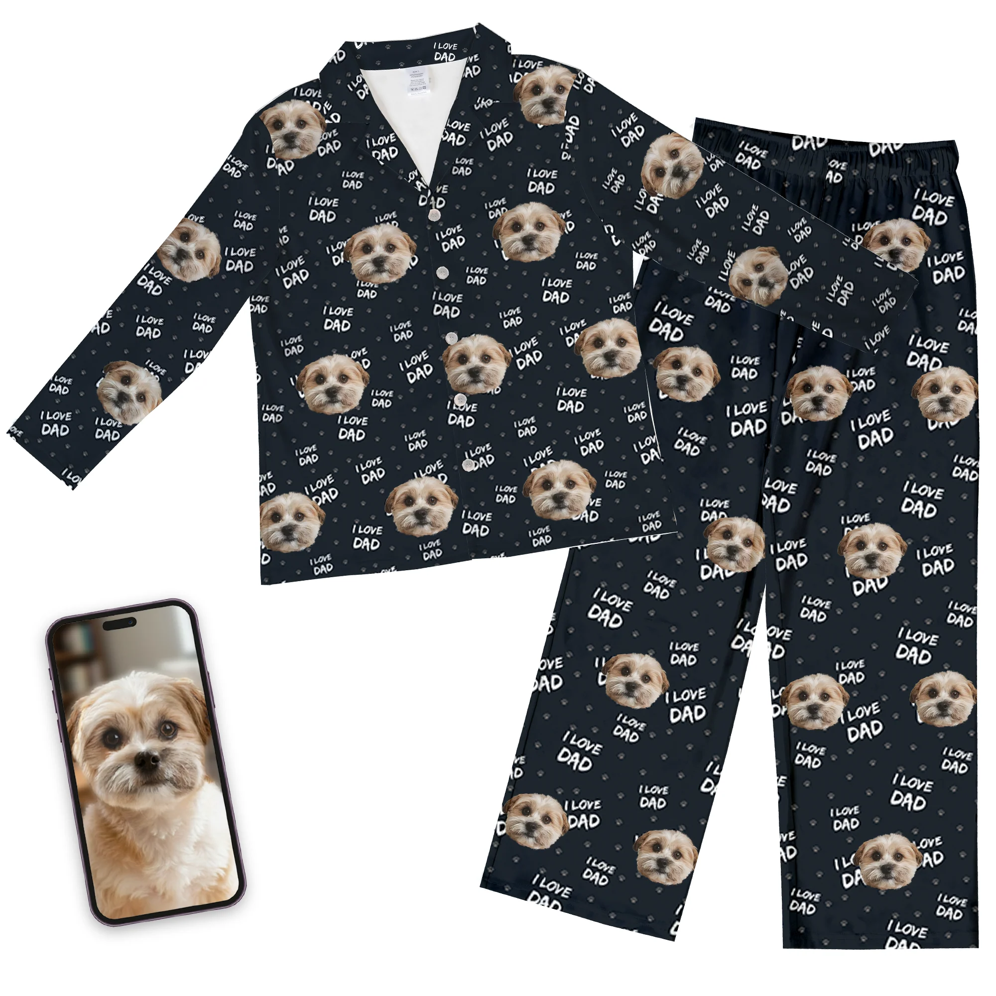 Adult Custom Pet Face Pajamas - I Love Dad - Image 7