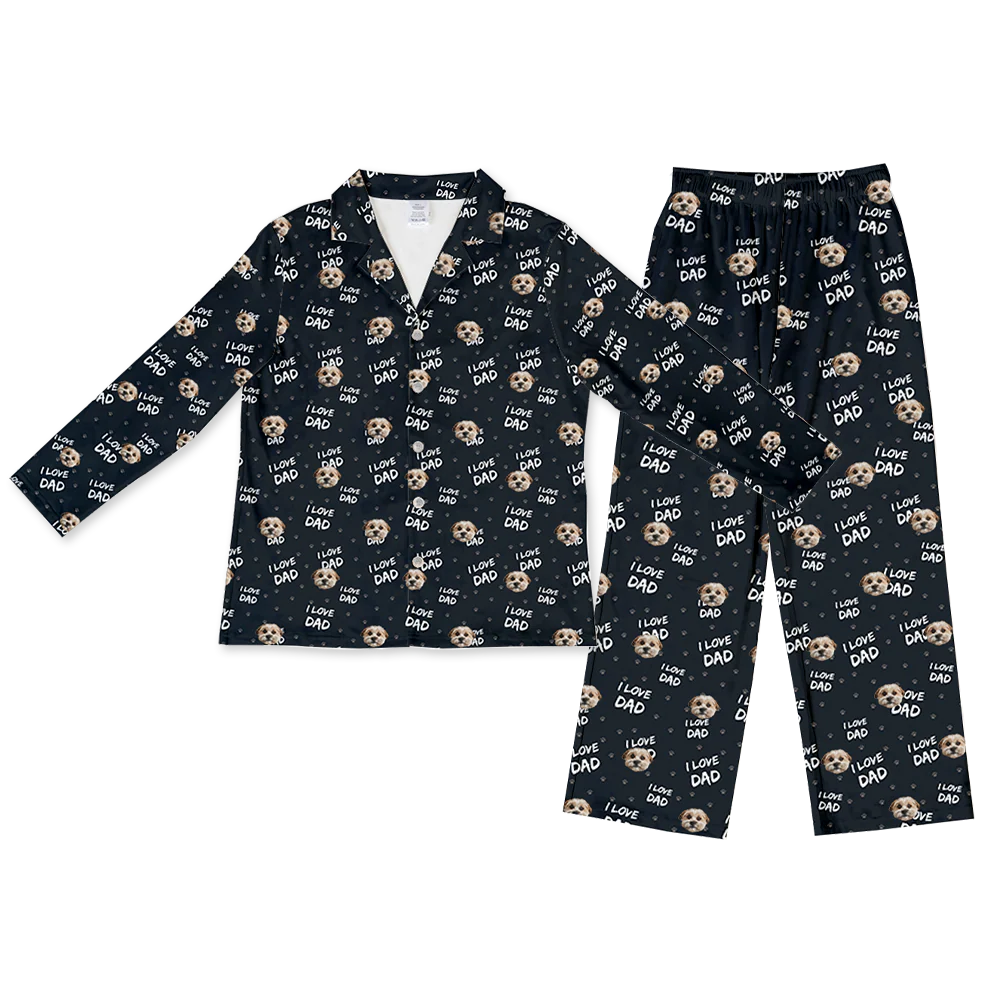 Adult Custom Pet Face Pajamas - I Love Dad - Image 8