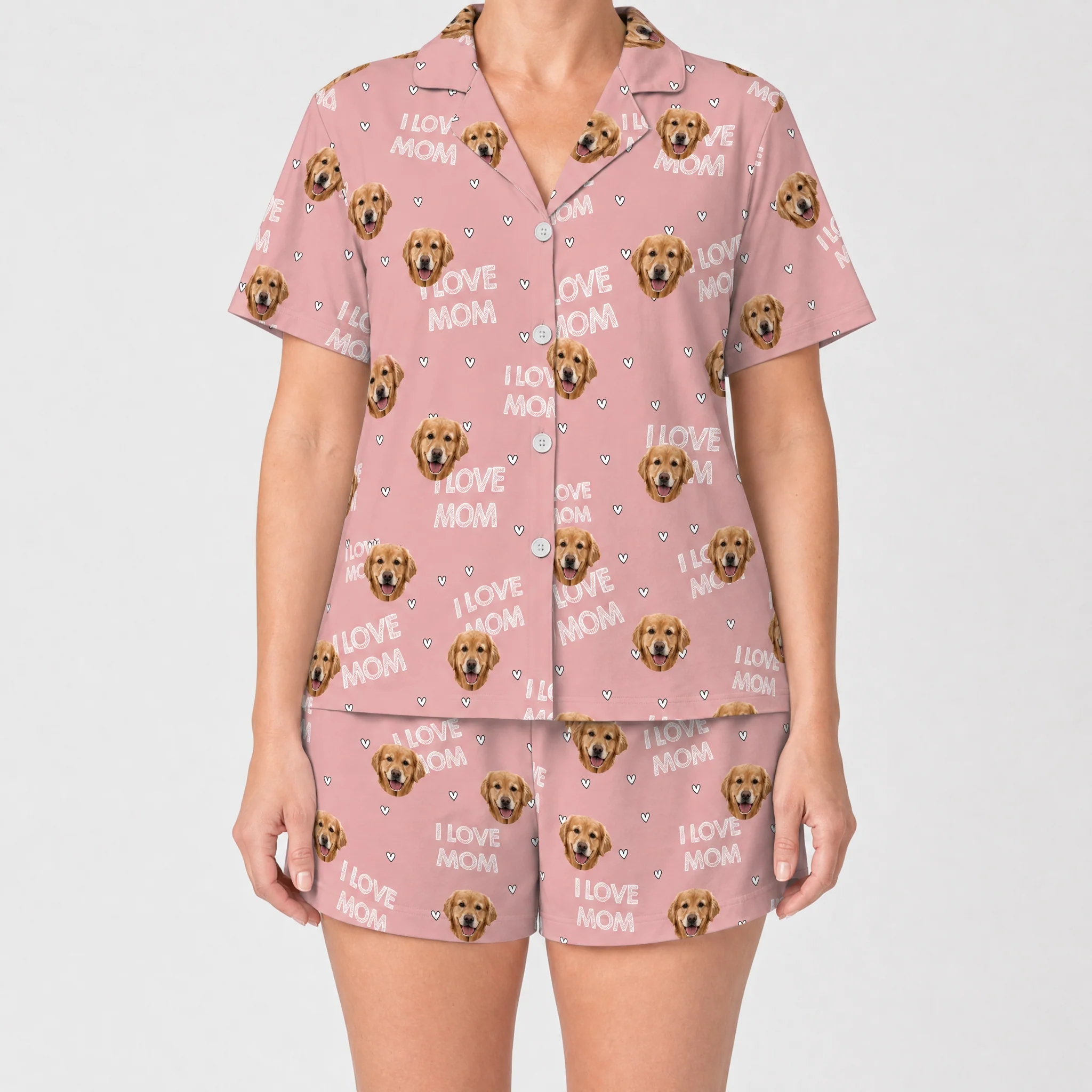 Adult Custom Pet Face Pajamas - I Love Mom - Image 3